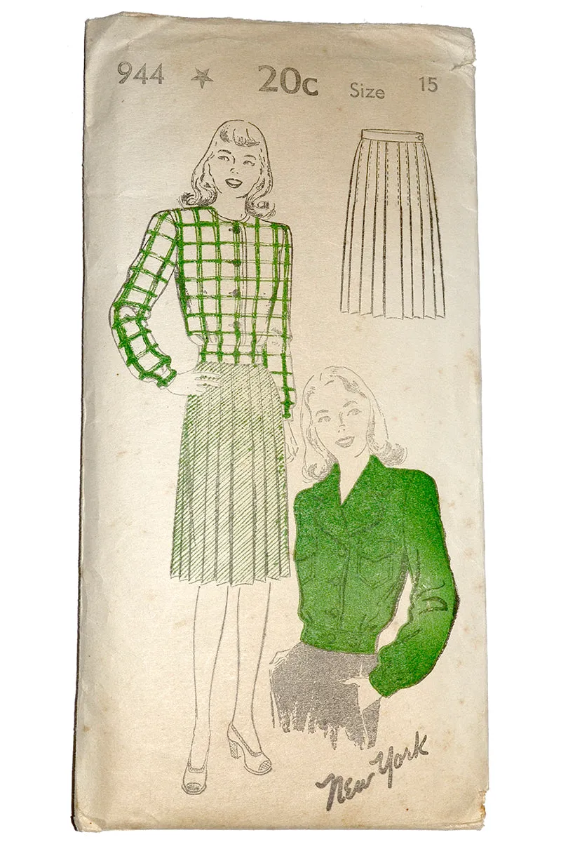 1940s New York 944 Sewing Pattern for a Jacket and Skirt