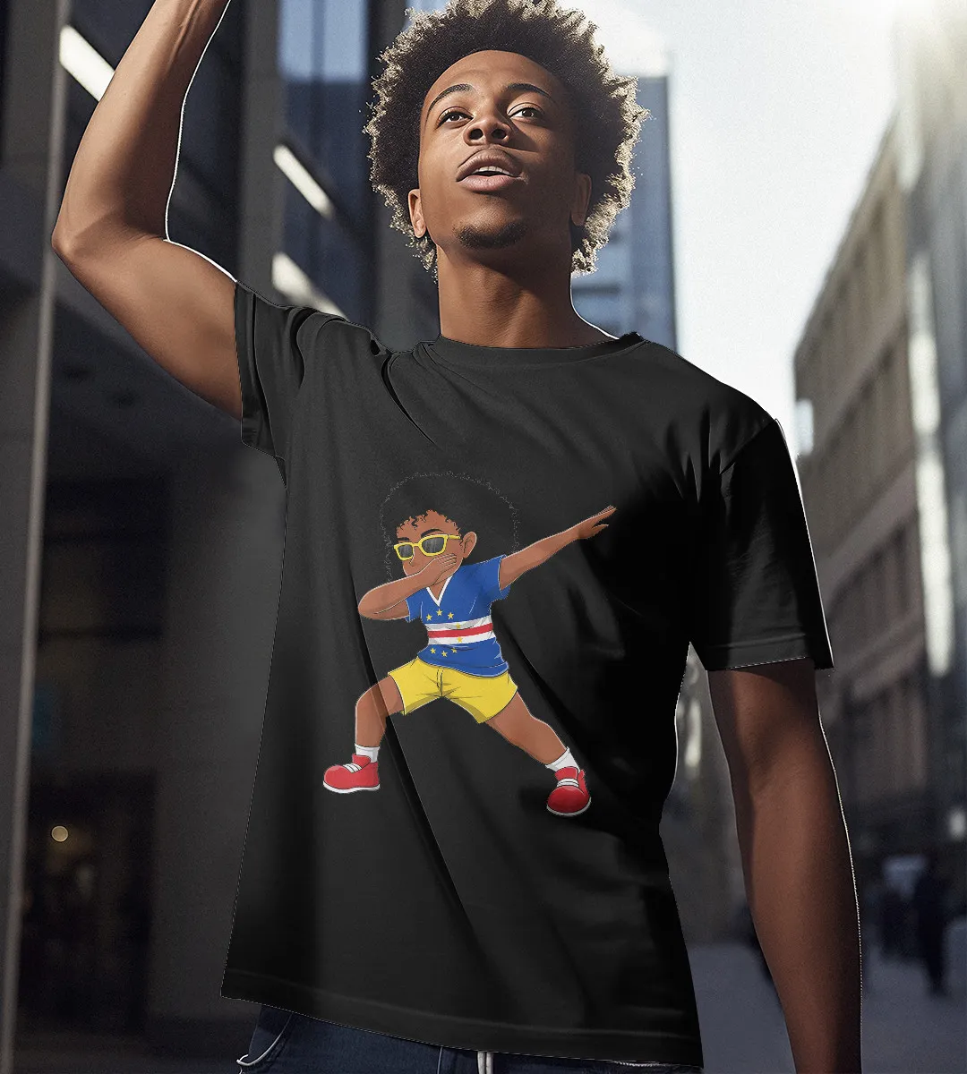 1sttheworld T-Shirt - Dabbing Girl Cape Verdean T-Shirt Black A35