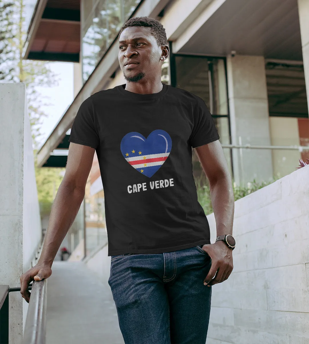 1sttheworld T-Shirt - Heart Cape Verde Flag T-Shirt Black A35