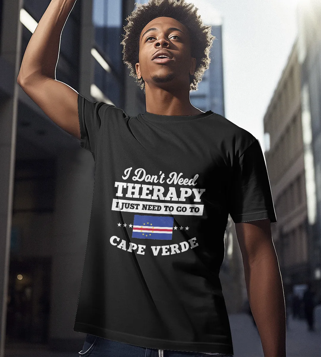 1sttheworld T-Shirt - I Don't Need Therapy I Just Need To Go To Cape Verde T-Shirt Black A35