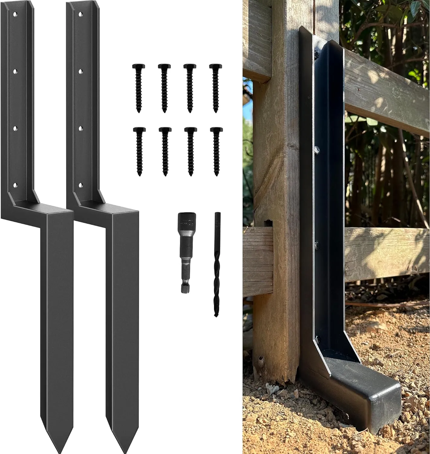 2Pcs Fence Post Repair Anchor Ground Spike