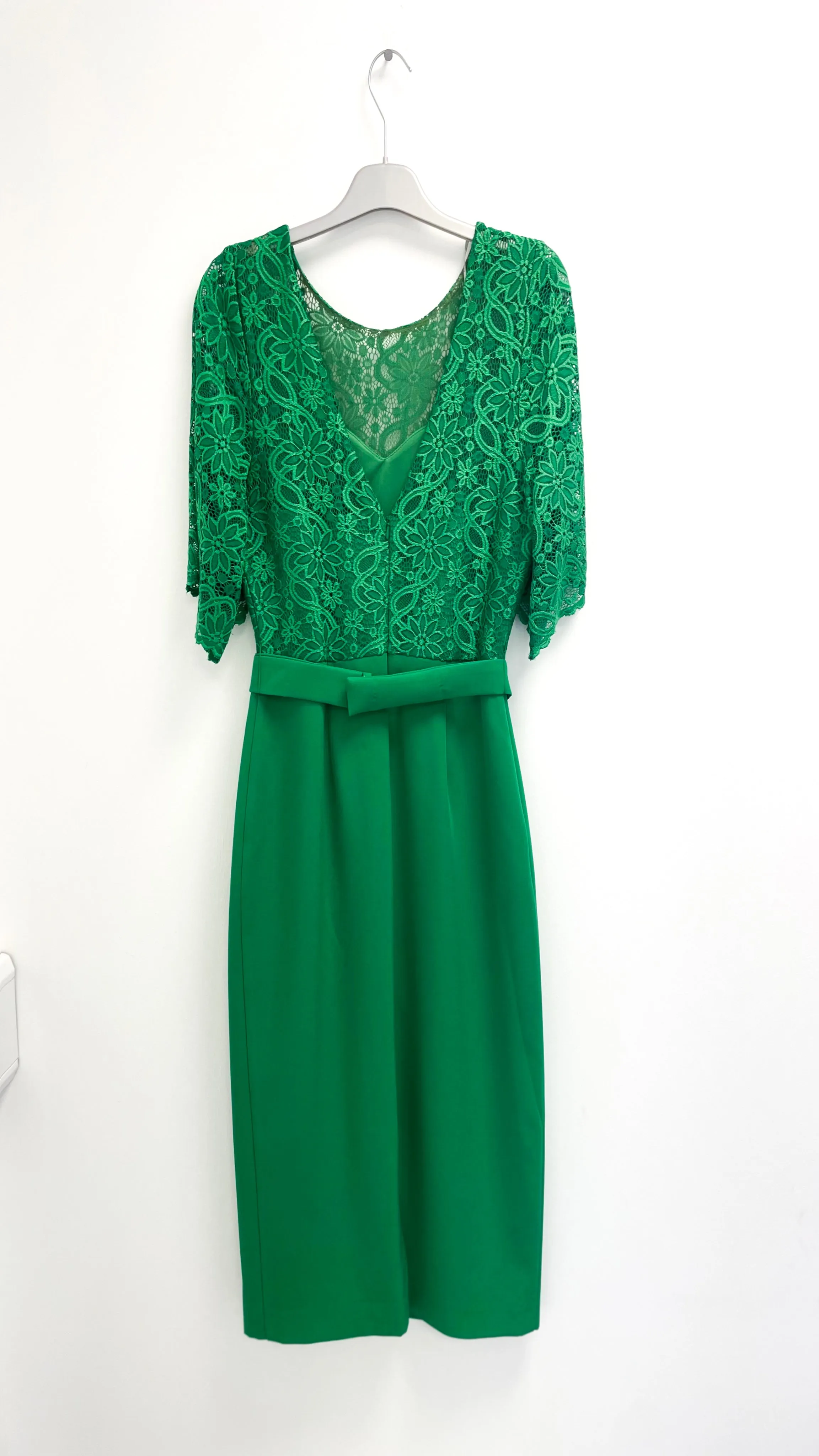 4-A1386 Sanja Green Lace Top Pencil Dress