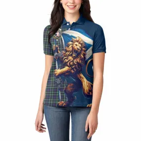 Allardice Tartan Family Crest Women's Polo Shirt with Scottish Majestic Lion