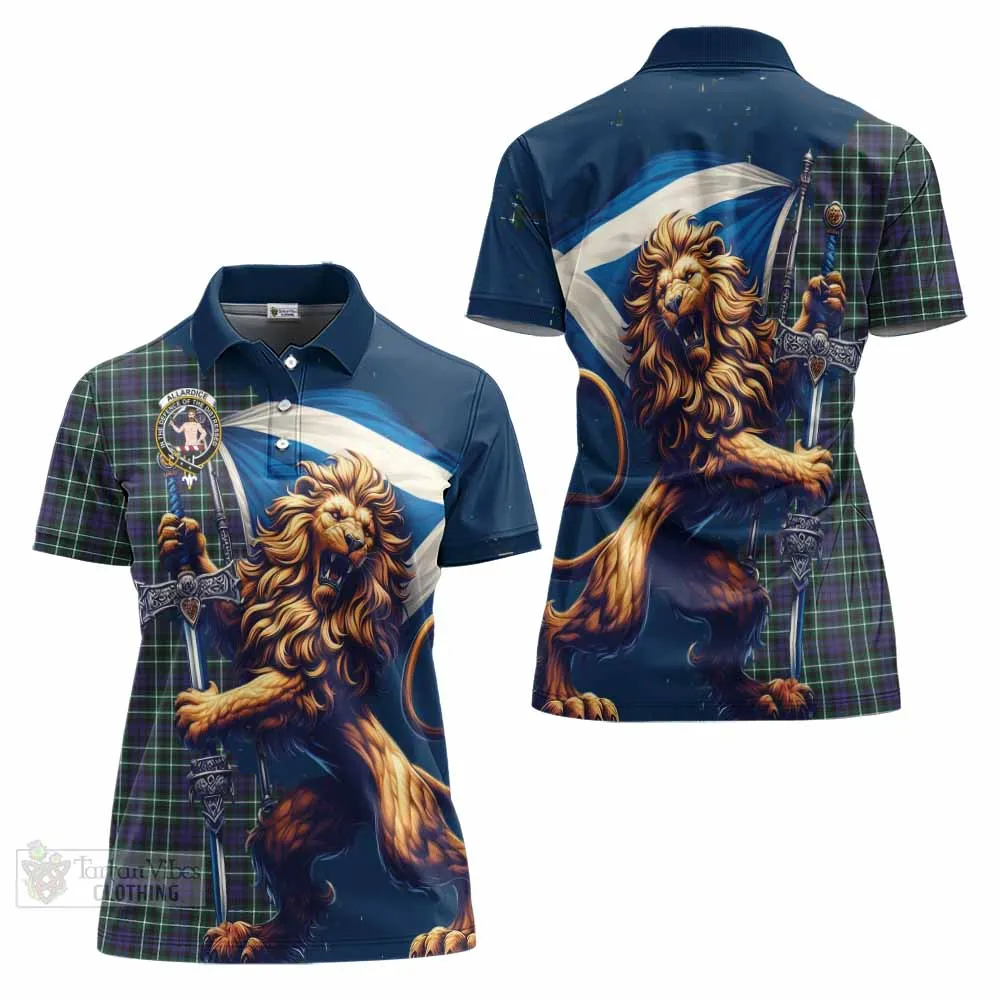 Allardice Tartan Family Crest Women's Polo Shirt with Scottish Majestic Lion