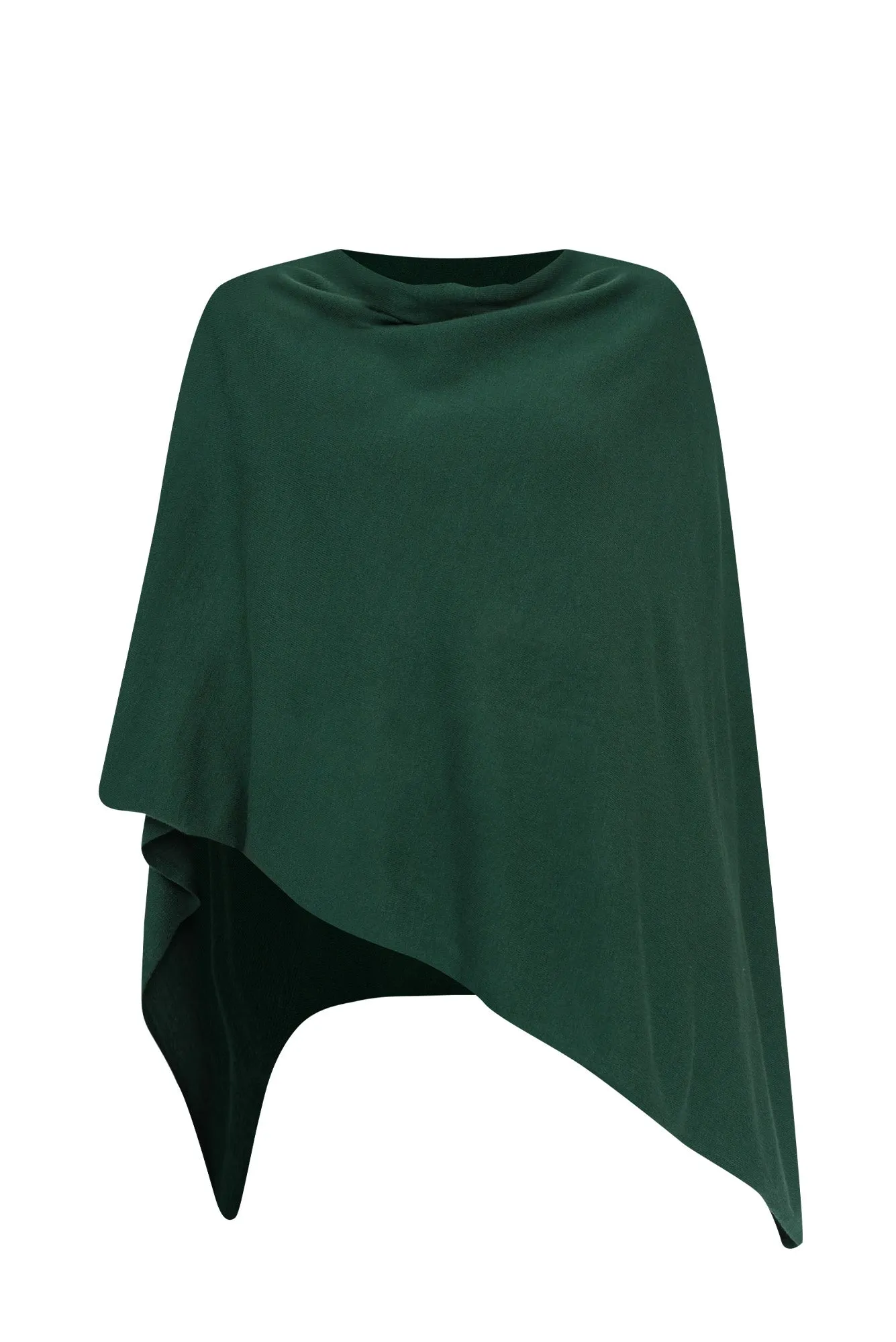 Amy Dark Green Wool Blend Poncho