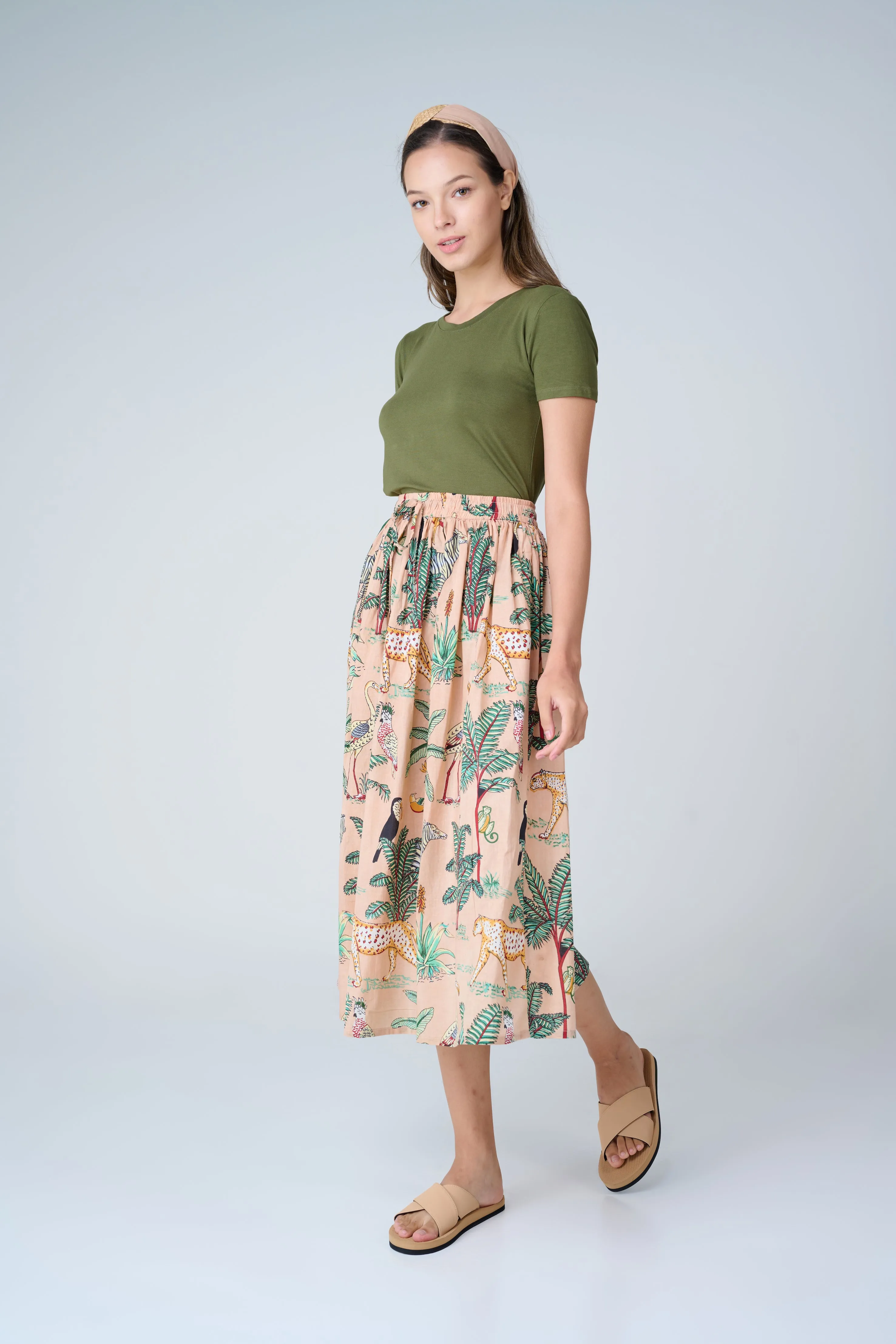 Animal Jungle Cotton Skirt w/ Pockets