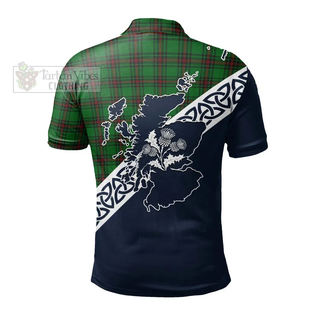 Anstruther Tartan Polo Shirt Featuring Thistle and Scotland Map