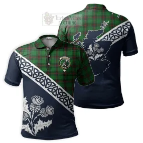 Anstruther Tartan Polo Shirt Featuring Thistle and Scotland Map