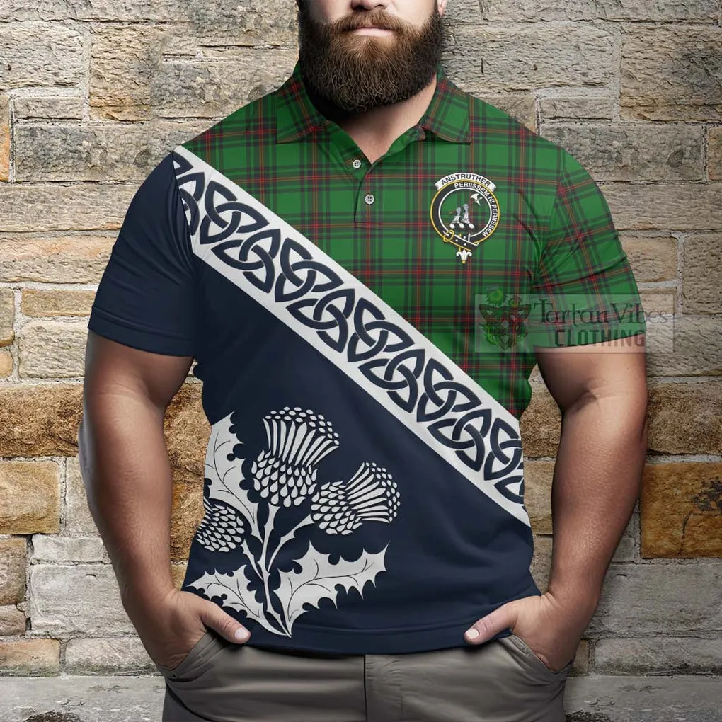 Anstruther Tartan Polo Shirt Featuring Thistle and Scotland Map