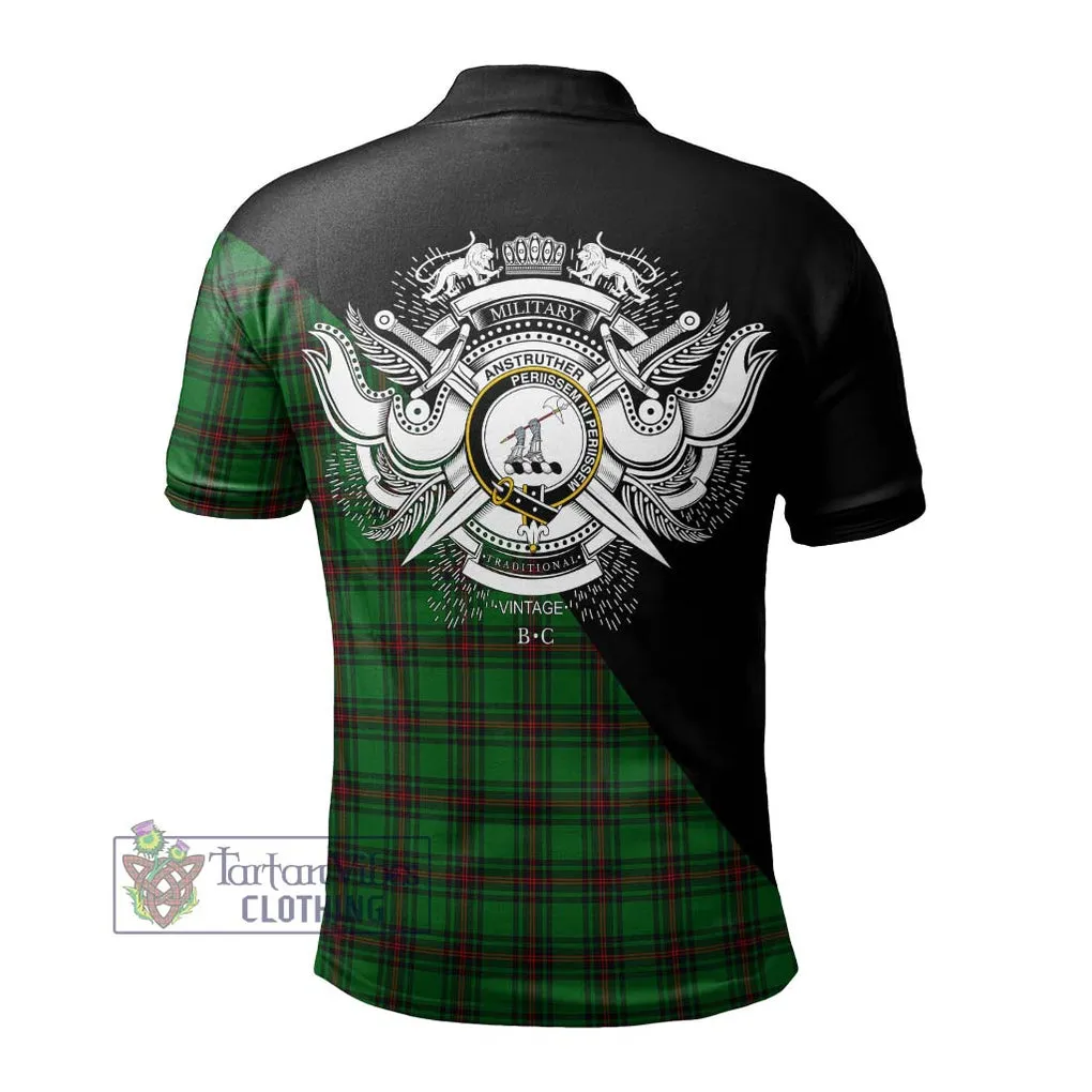 Anstruther Tartan Polo Shirt with Family Crest and Military Logo Style