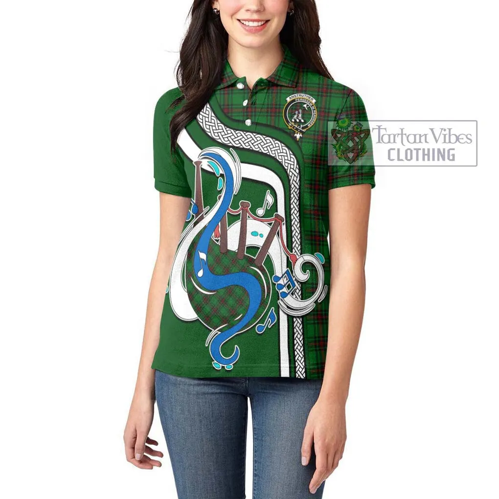 Anstruther Tartan Women's Polo Shirt with Epic Bagpipe Style