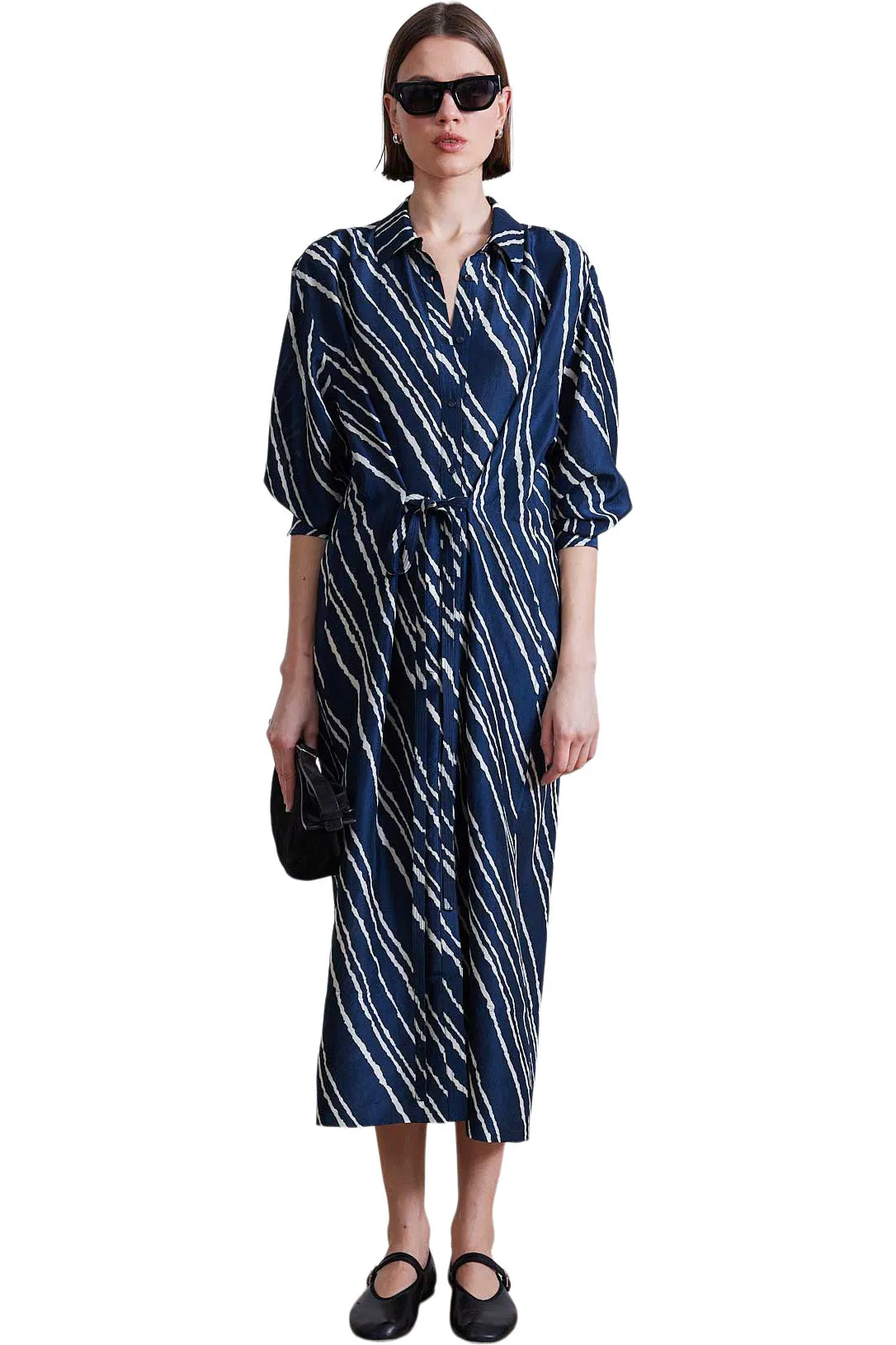 Apiece Apart Mila Shirt Dress in Navy Bias