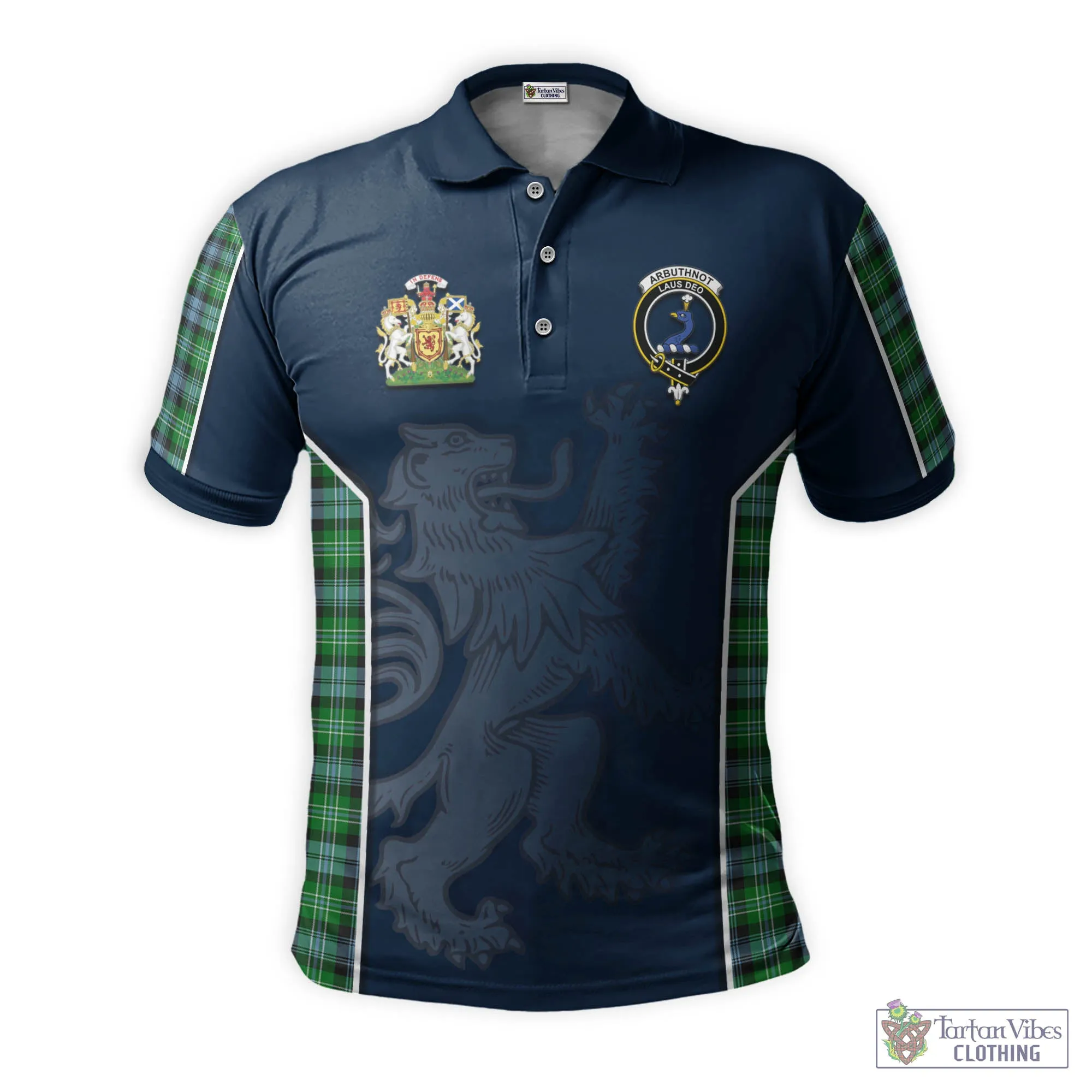 Arbuthnot Ancient Tartan Men's Polo Shirt with Family Crest and Lion Rampant Vibes Sport Style