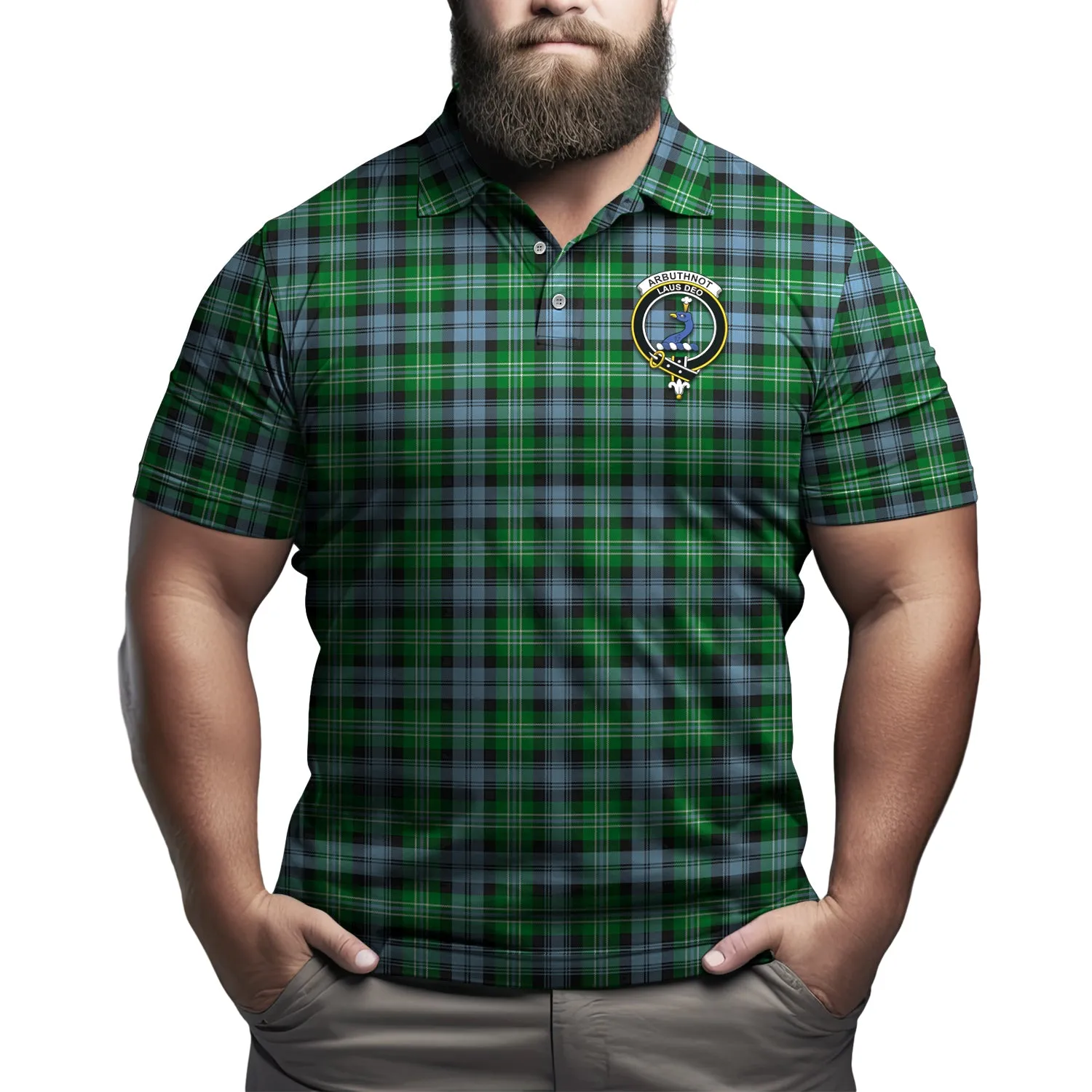 Arbuthnot Ancient Tartan Men's Polo Shirt with Family Crest