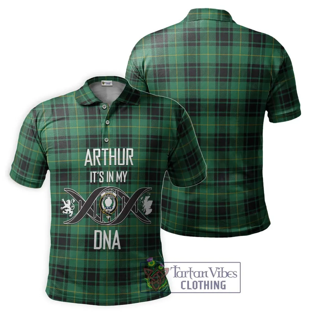 Arthur Ancient Tartan Polo Shirt with Family Crest DNA In Me Style