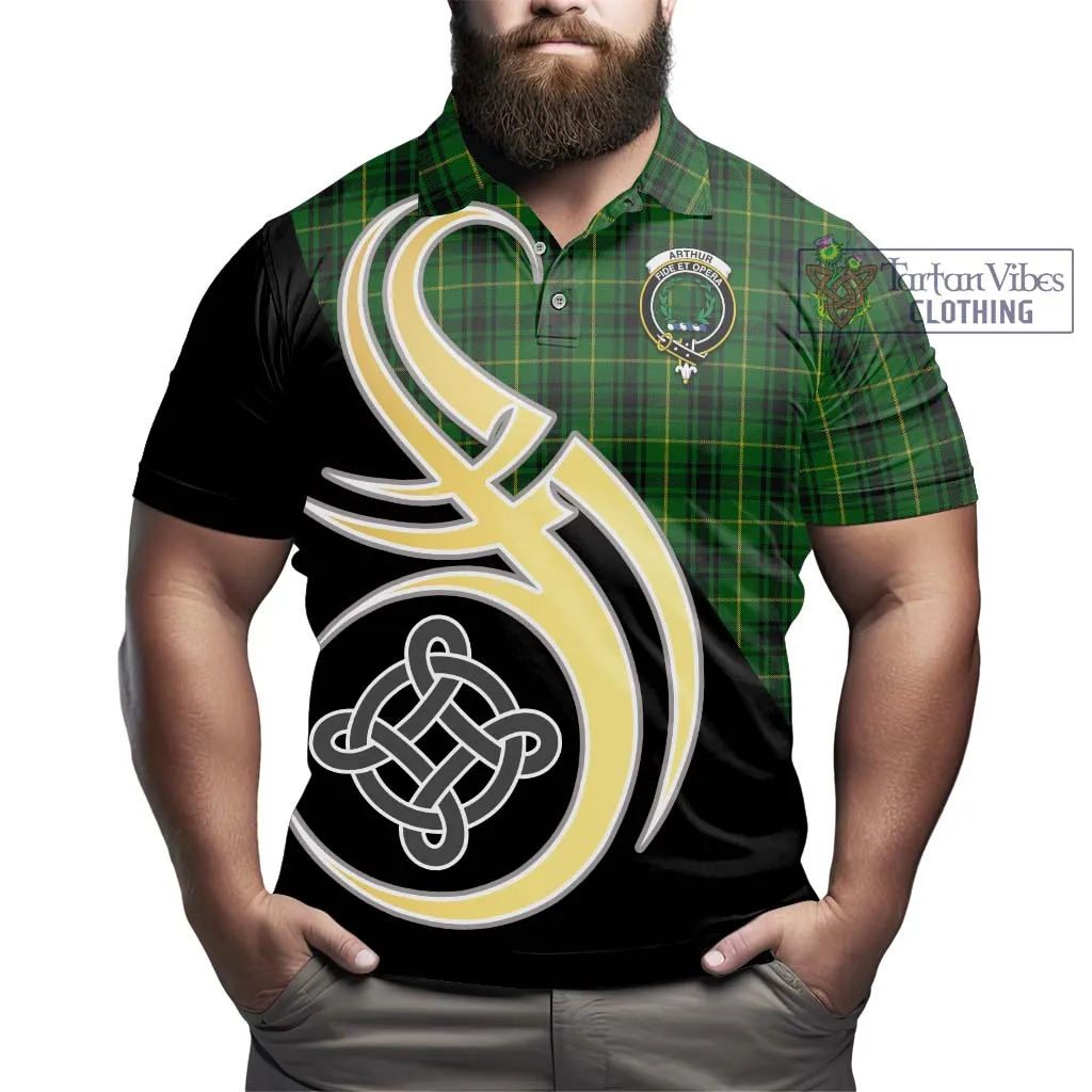 Arthur Tartan Polo Shirt with Family Crest and Celtic Symbol Style