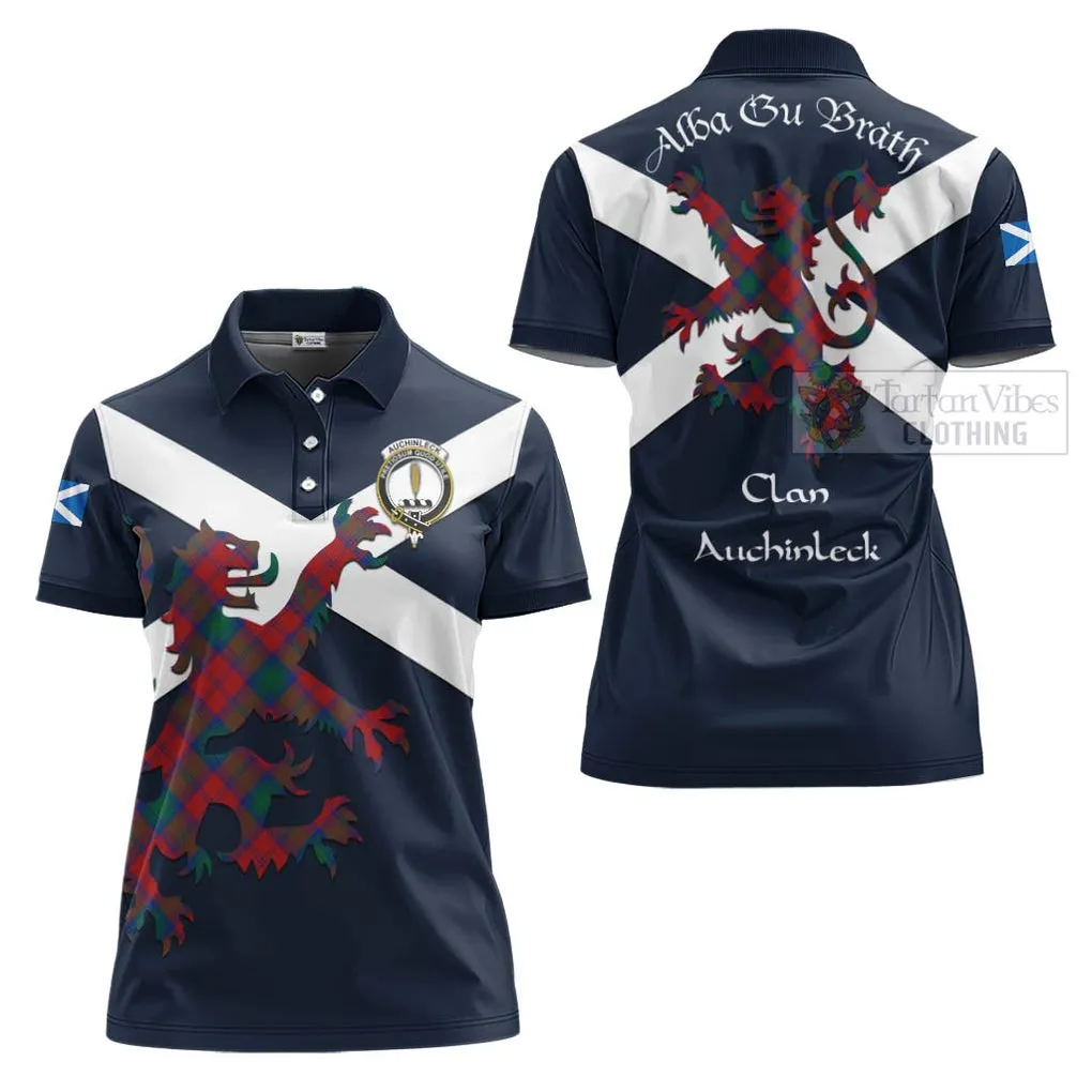 Auchinleck (Affleck) Tartan Lion Rampant Women's Polo Shirt Proudly Display Your Heritage with Alba Gu Brath and Clan Name