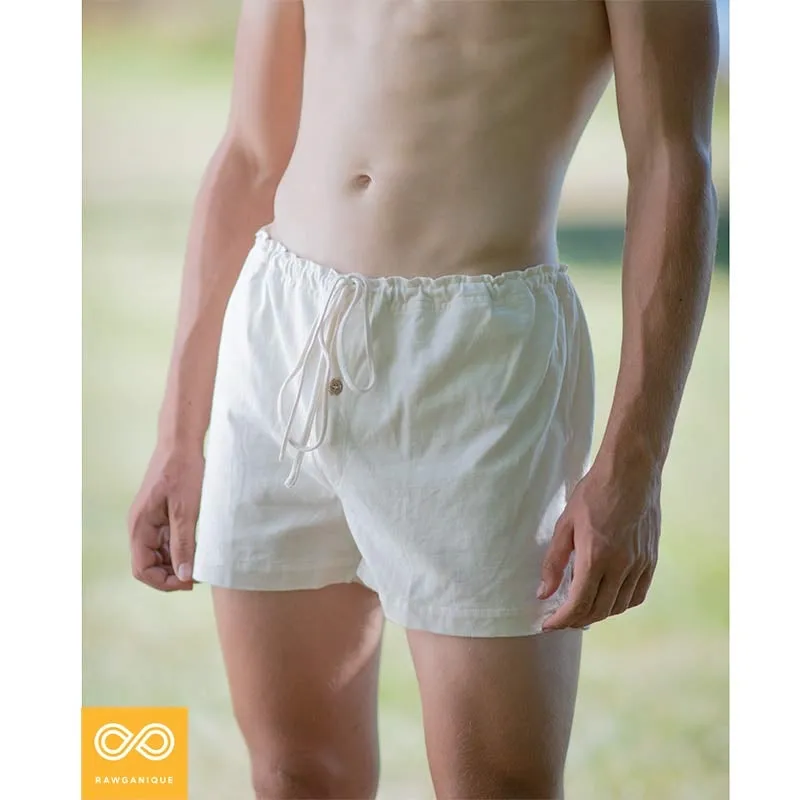 BACH Elastic-free 100% Organic Prima Cotton Boxers (Plastic-Free Nut Buttons, OC Thread, Latex-Free, No Dye, No Polyester, No Nylon) (100% Biodegradable)