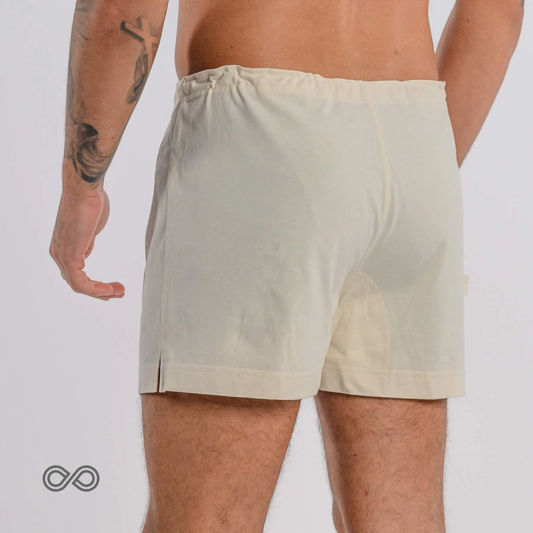 BACH Elastic-free 100% Organic Prima Cotton Boxers (Plastic-Free Nut Buttons, OC Thread, Latex-Free, No Dye, No Polyester, No Nylon) (100% Biodegradable)