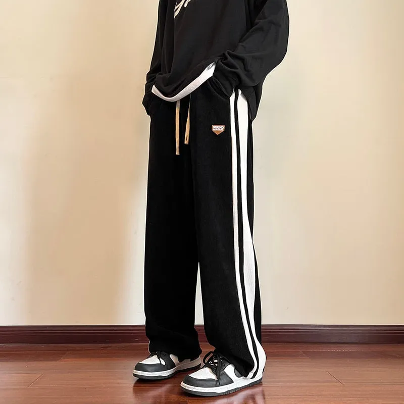 Baggy Striped Sweatpants for Men Straight-Leg Pants Fashion Hip Hop Streetwear Harajuku Trousers Casual Bottoms Y2K Male Clothes