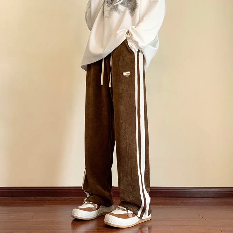 Baggy Striped Sweatpants for Men Straight-Leg Pants Fashion Hip Hop Streetwear Harajuku Trousers Casual Bottoms Y2K Male Clothes