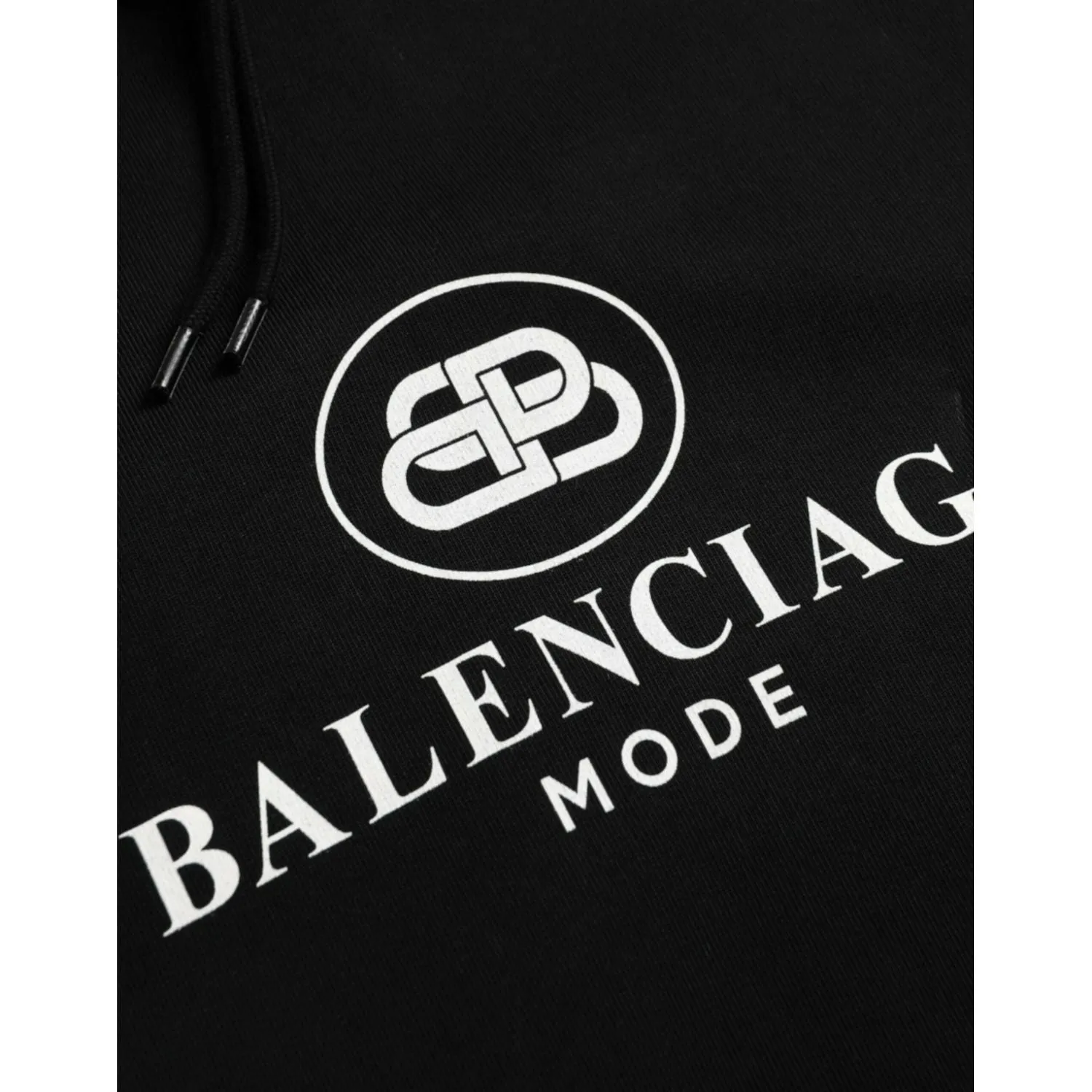 Balenciaga Black Cotton Logo Hooded Pullover Sweatshirt Sweater