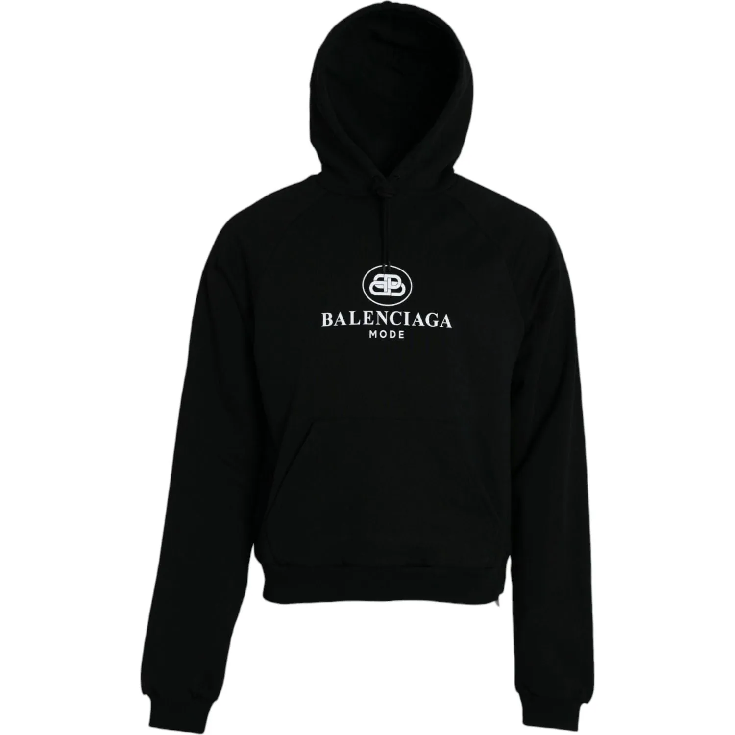 Balenciaga Black Cotton Logo Hooded Pullover Sweatshirt Sweater