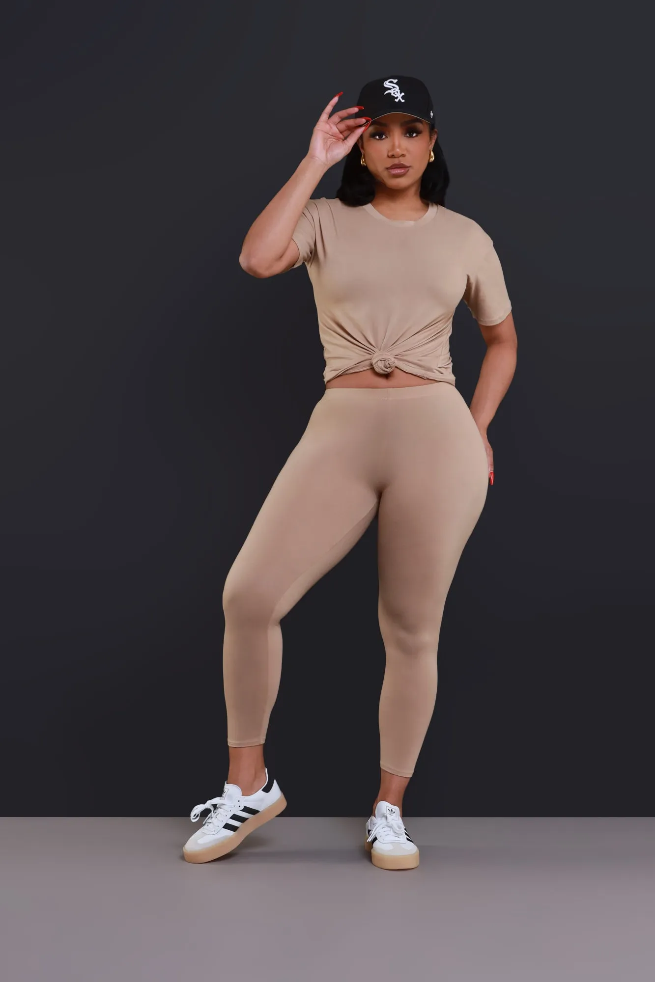 Be Great Short Sleeve Legging Set - Khaki