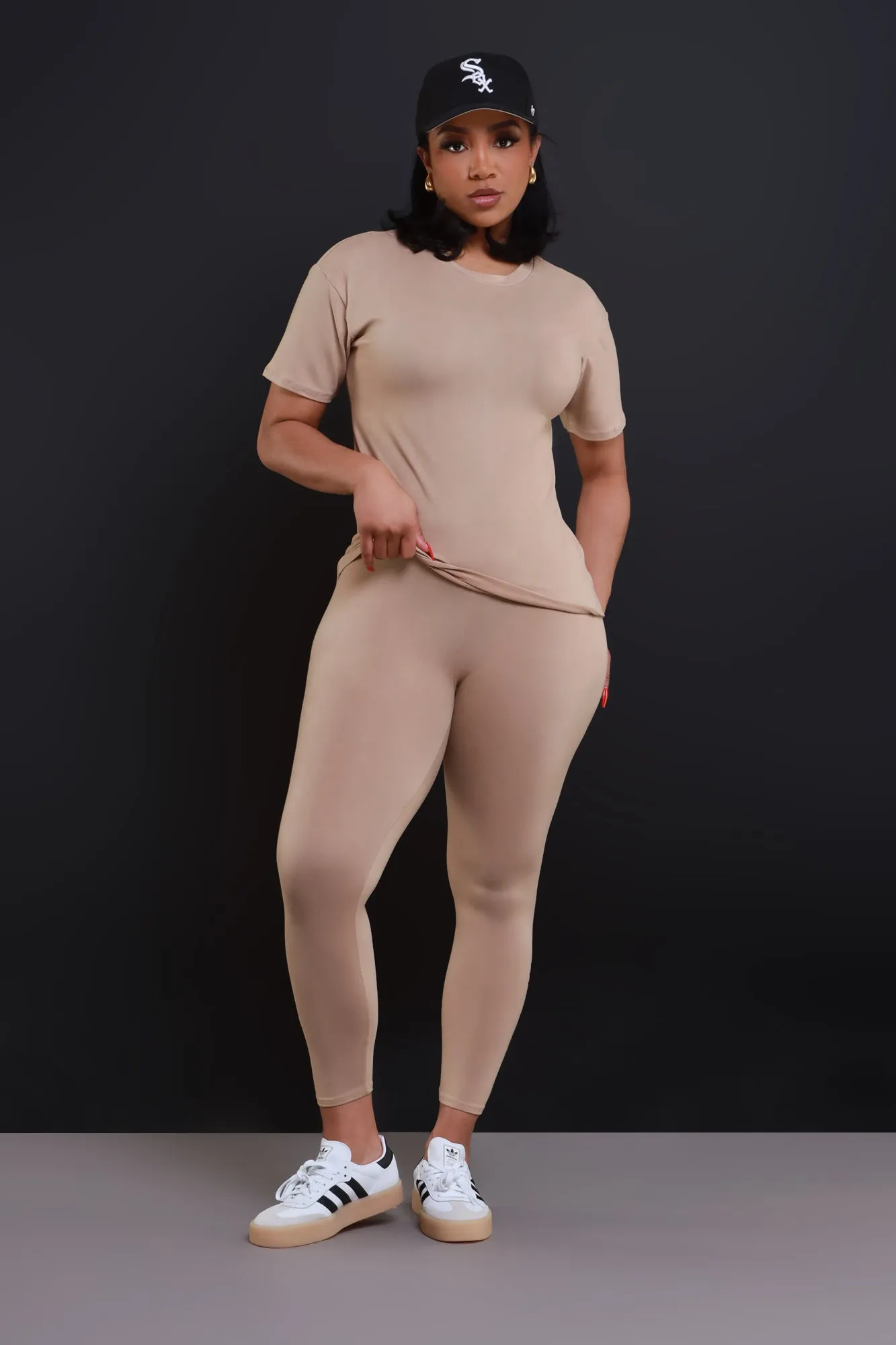 Be Great Short Sleeve Legging Set - Khaki