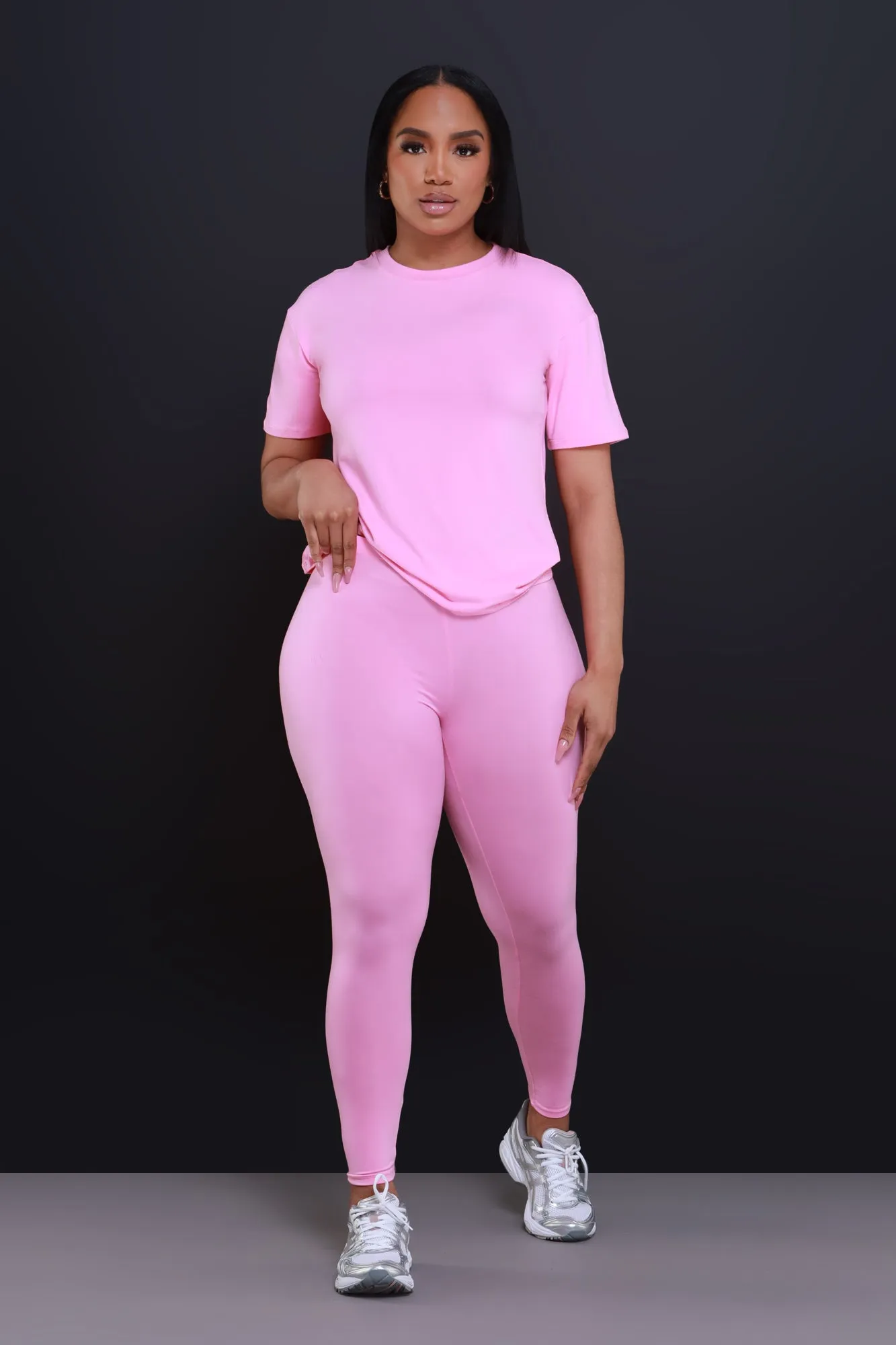 Be Great Short Sleeve Legging Set - Pink