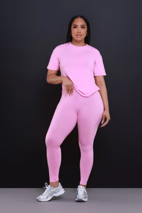 Be Great Short Sleeve Legging Set - Pink