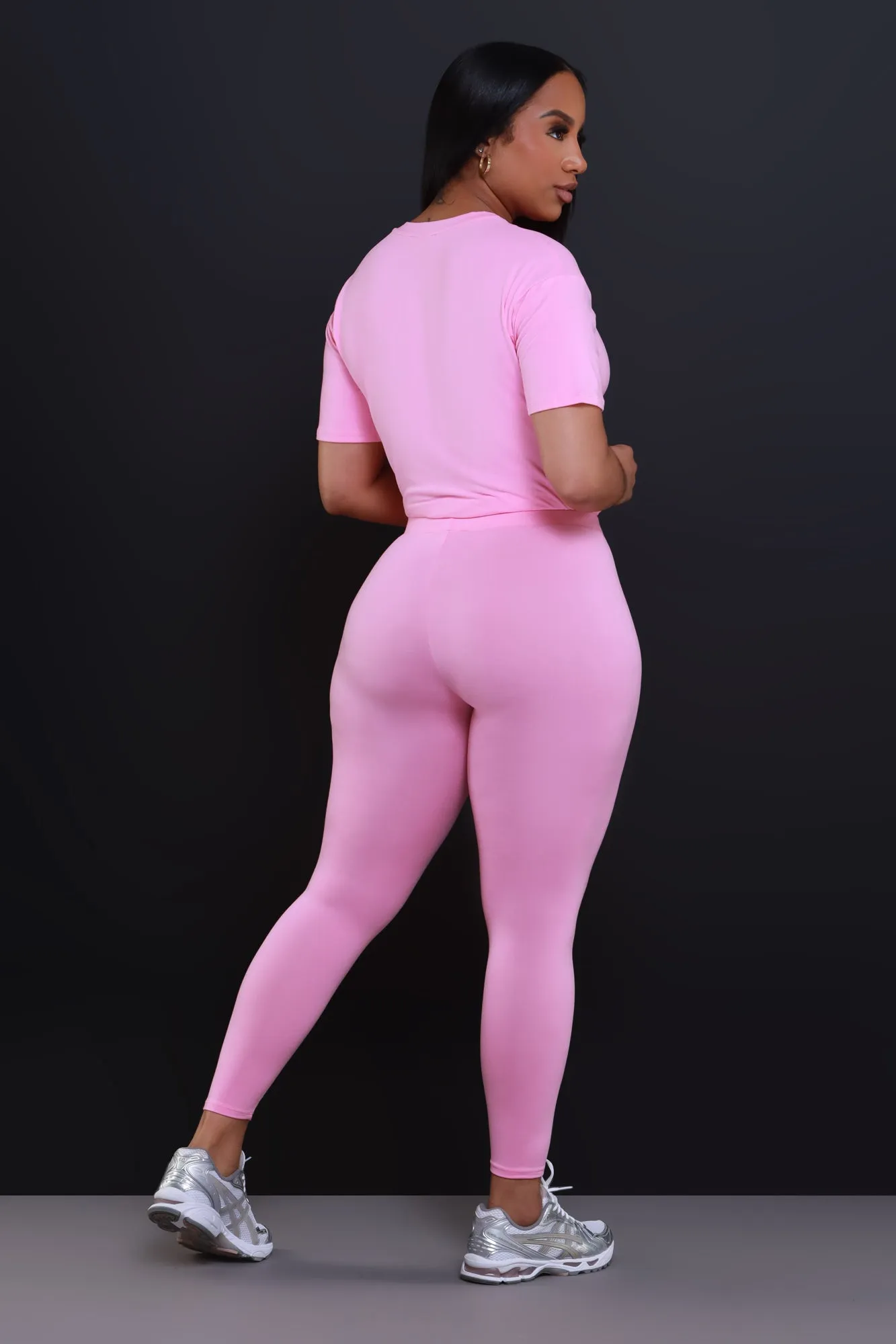 Be Great Short Sleeve Legging Set - Pink