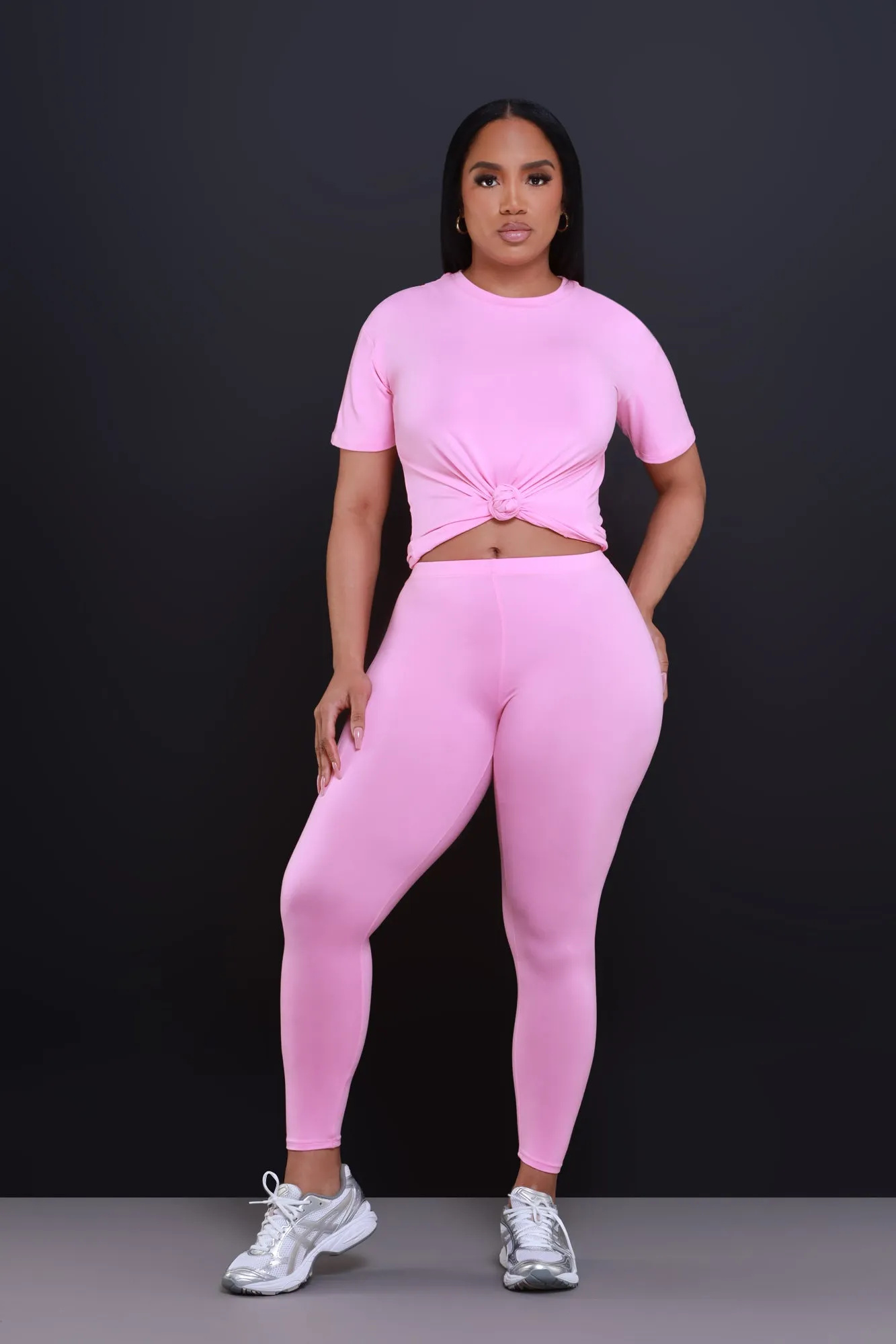 Be Great Short Sleeve Legging Set - Pink