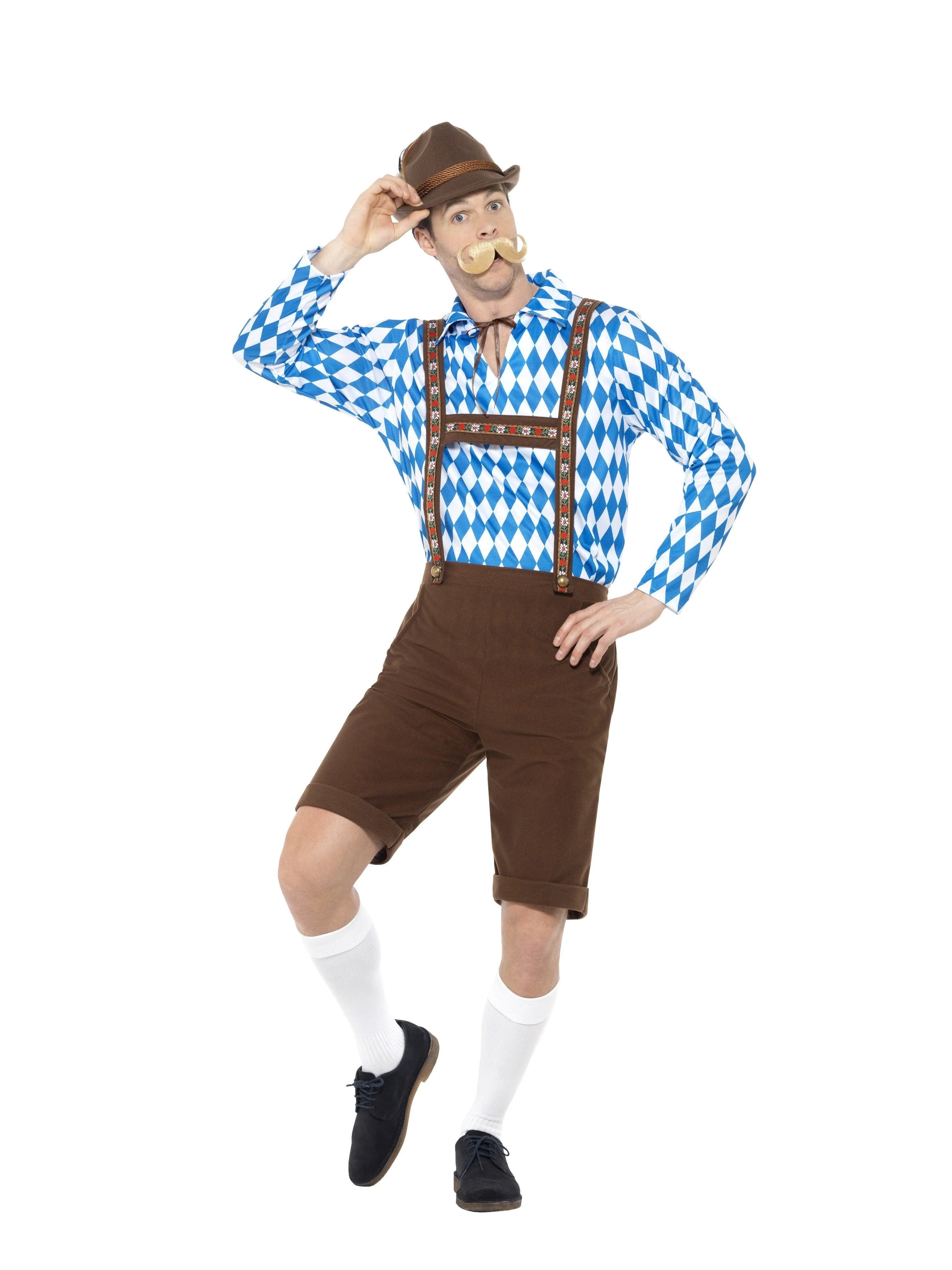 Beer Man Oktoberfest Bavarian Brown Short Lederhosen Costume