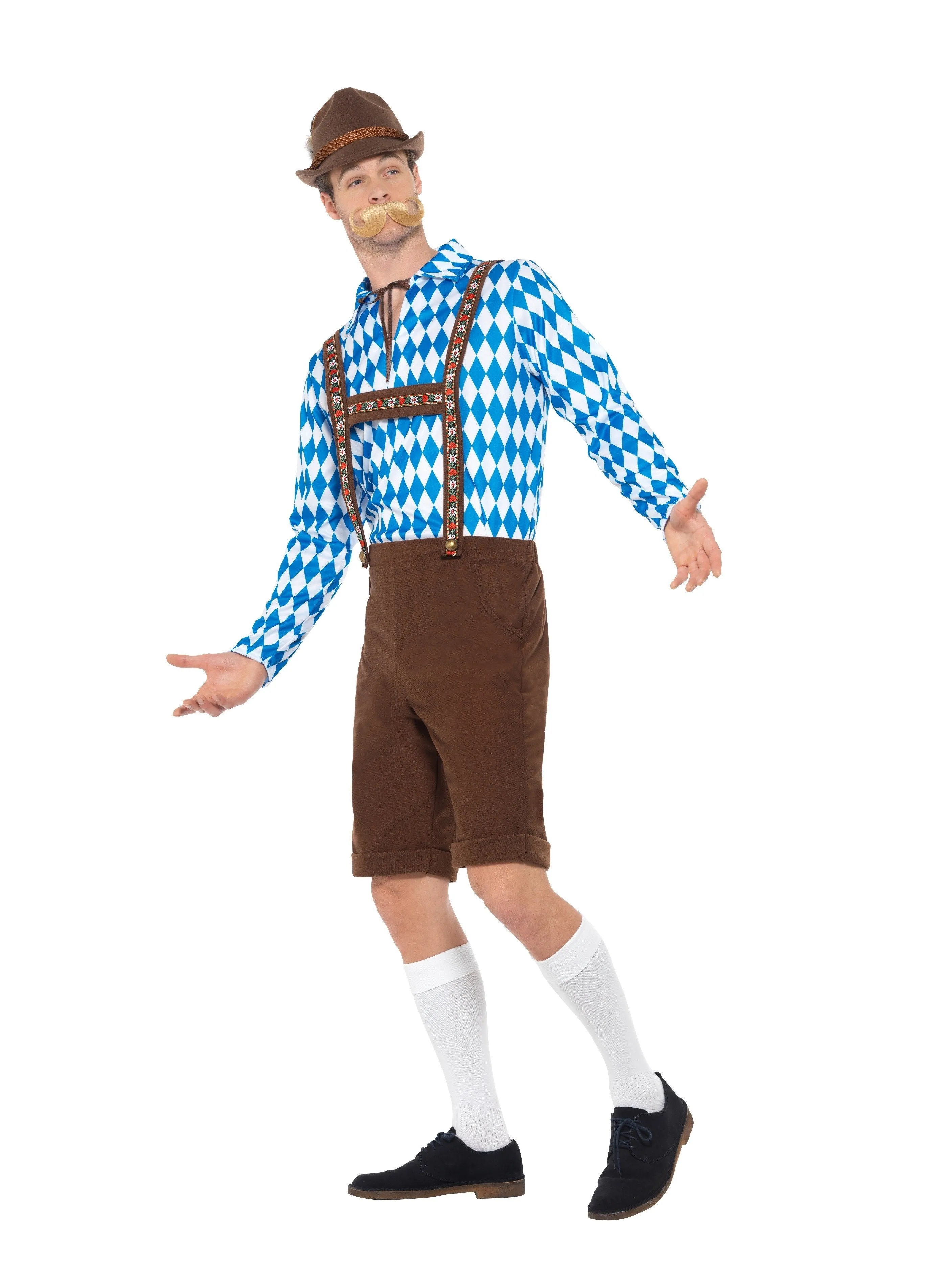 Beer Man Oktoberfest Bavarian Brown Short Lederhosen Costume