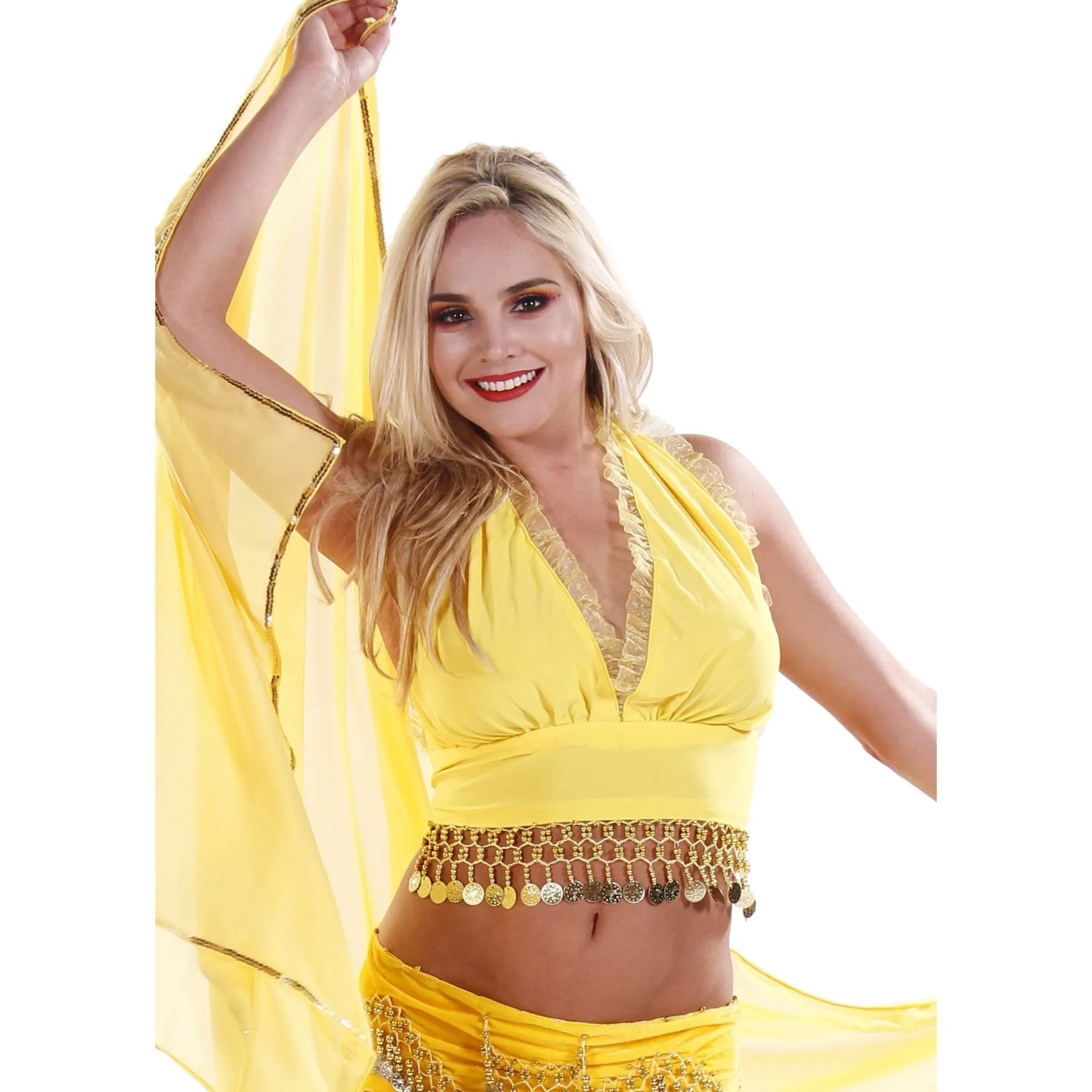 Belly Dance Lycra Stretchy Halter Top with Ruffles | MASRIYA MONROE