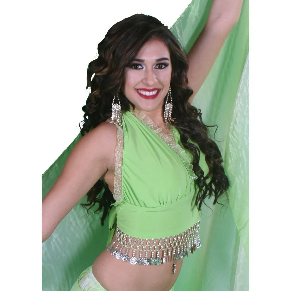 Belly Dance Lycra Stretchy Halter Top with Ruffles | MASRIYA MONROE