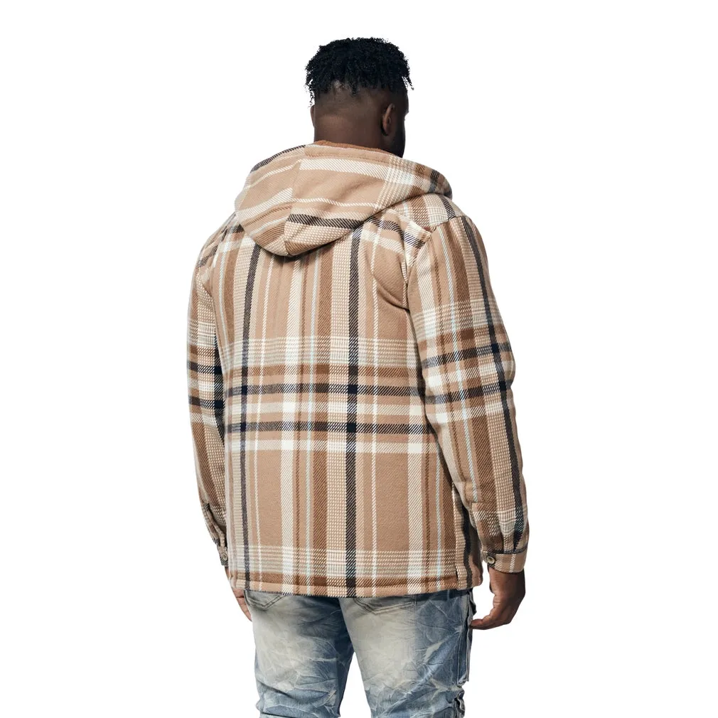 Big and Tall Plaid Flannel Shacket - Toffee