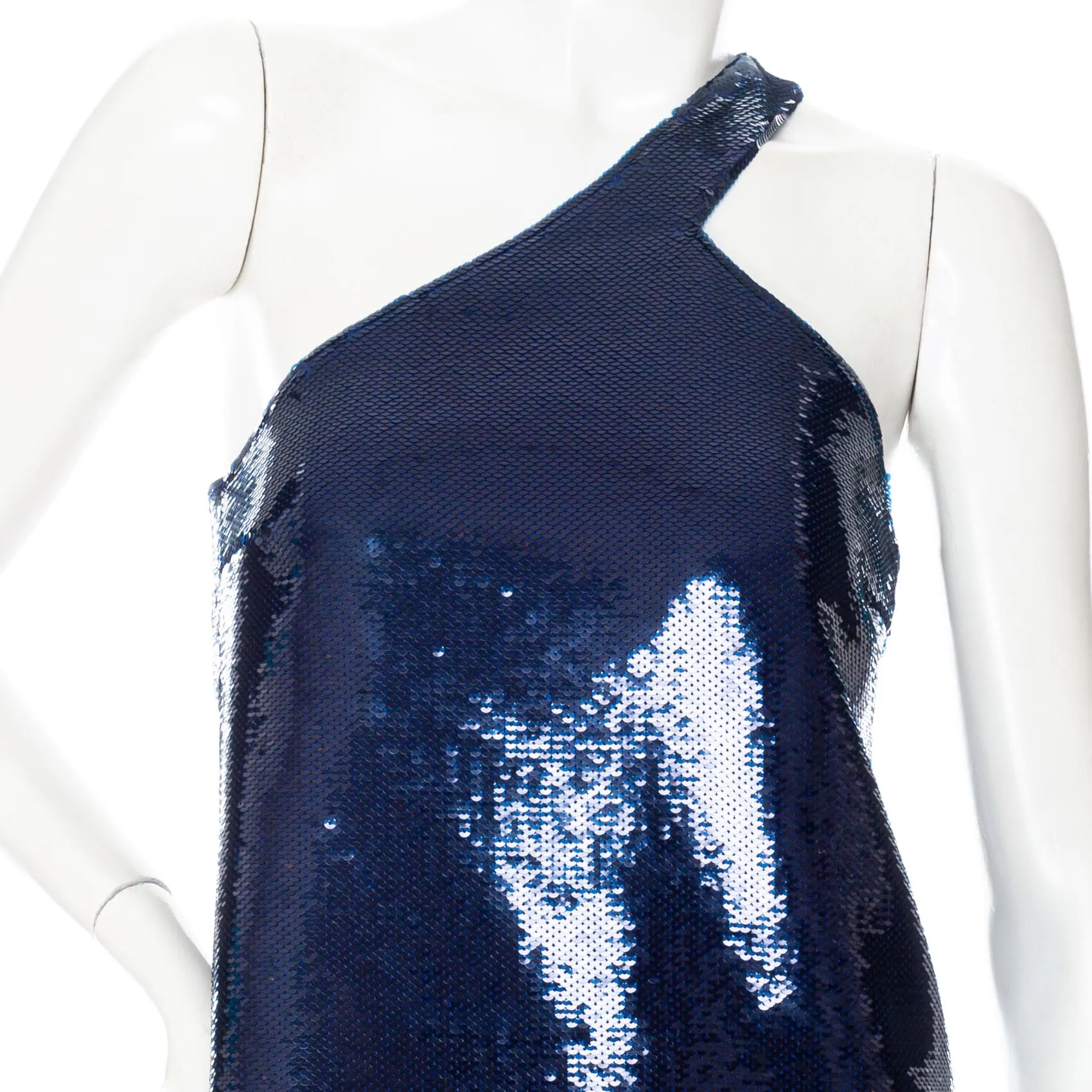 Blue Sequin One Shoulder Mini Dress