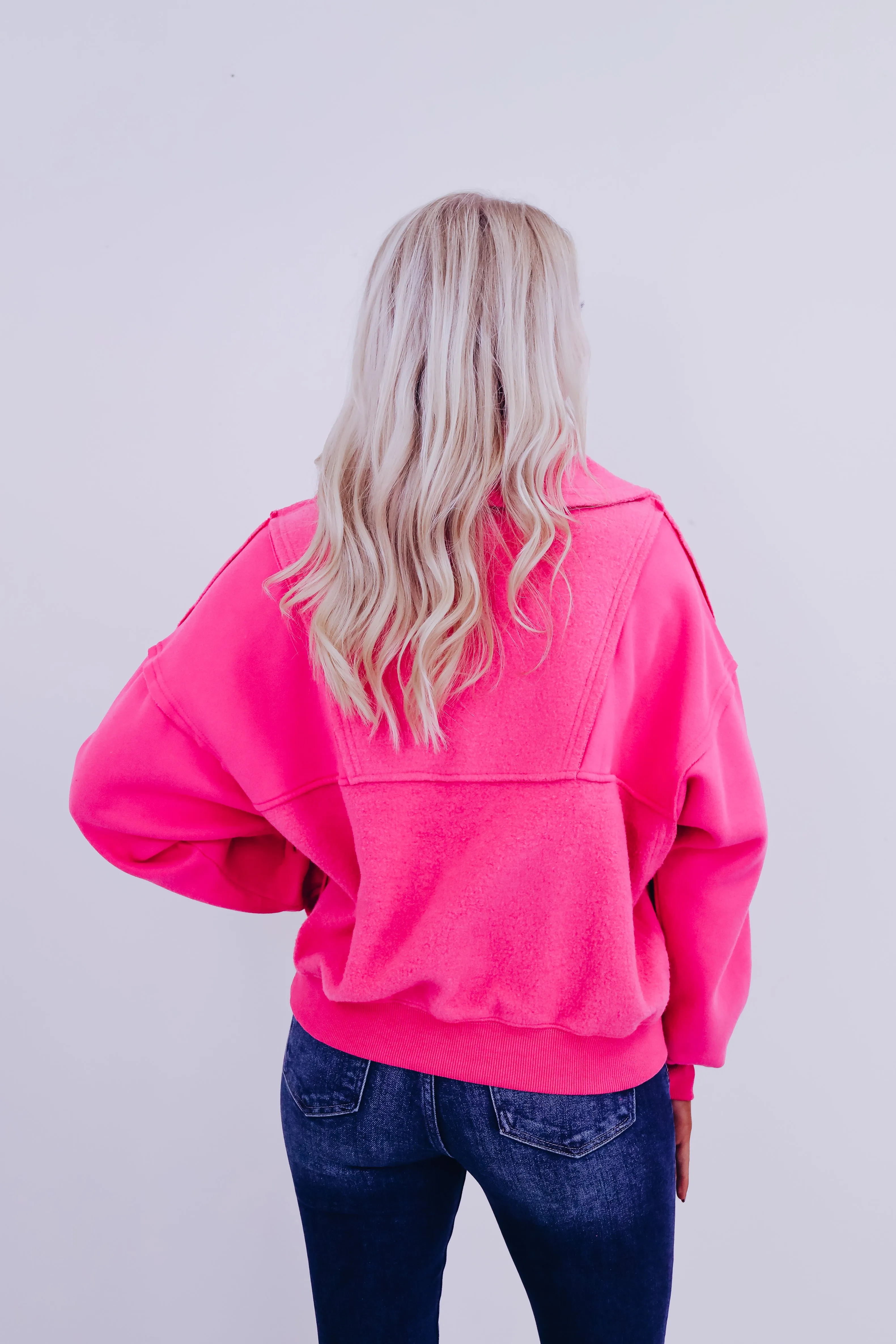 Blushing Pink Zip Neckline Pullover