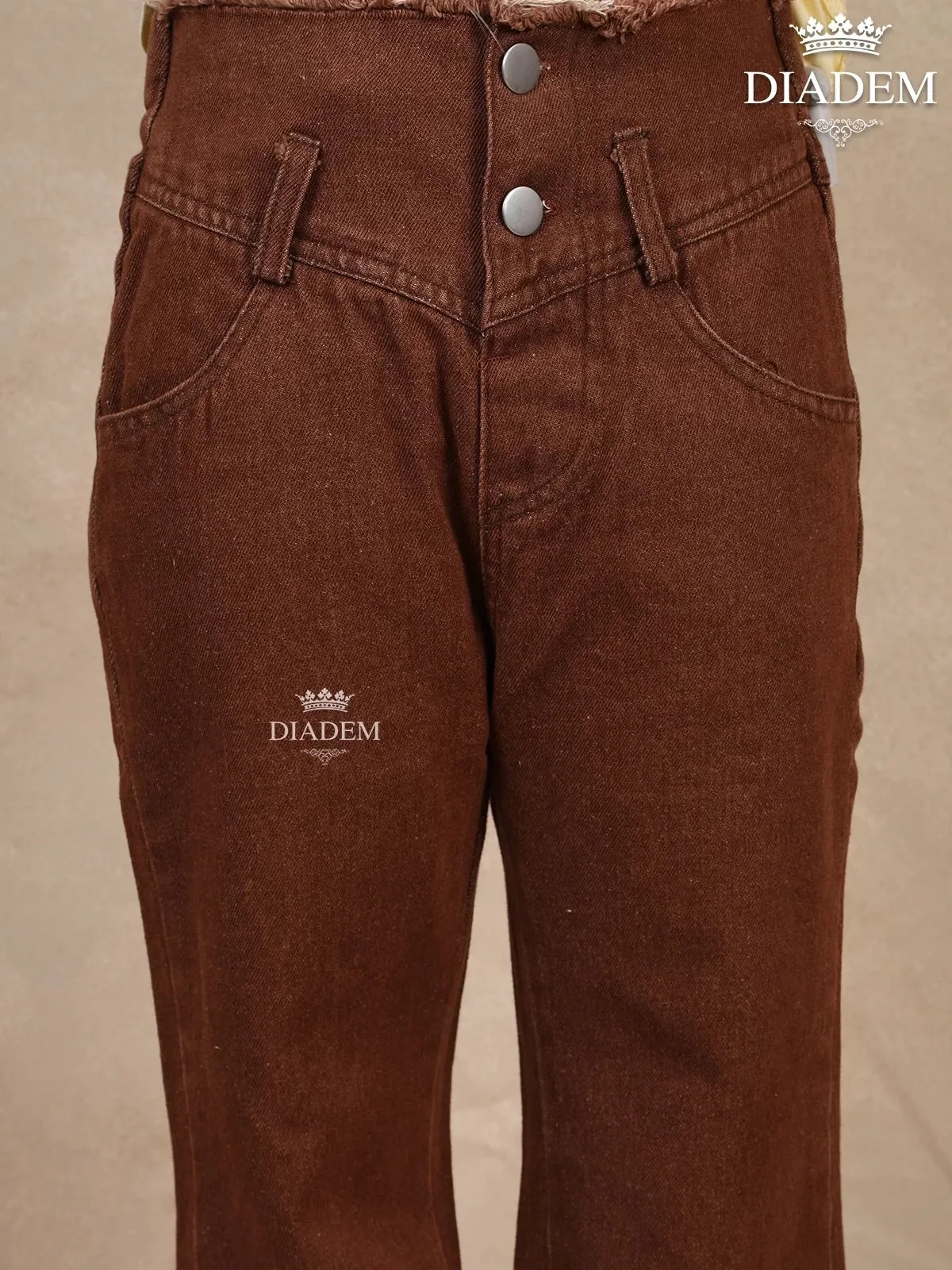 Brown Denim Full-Length Jeans Pants