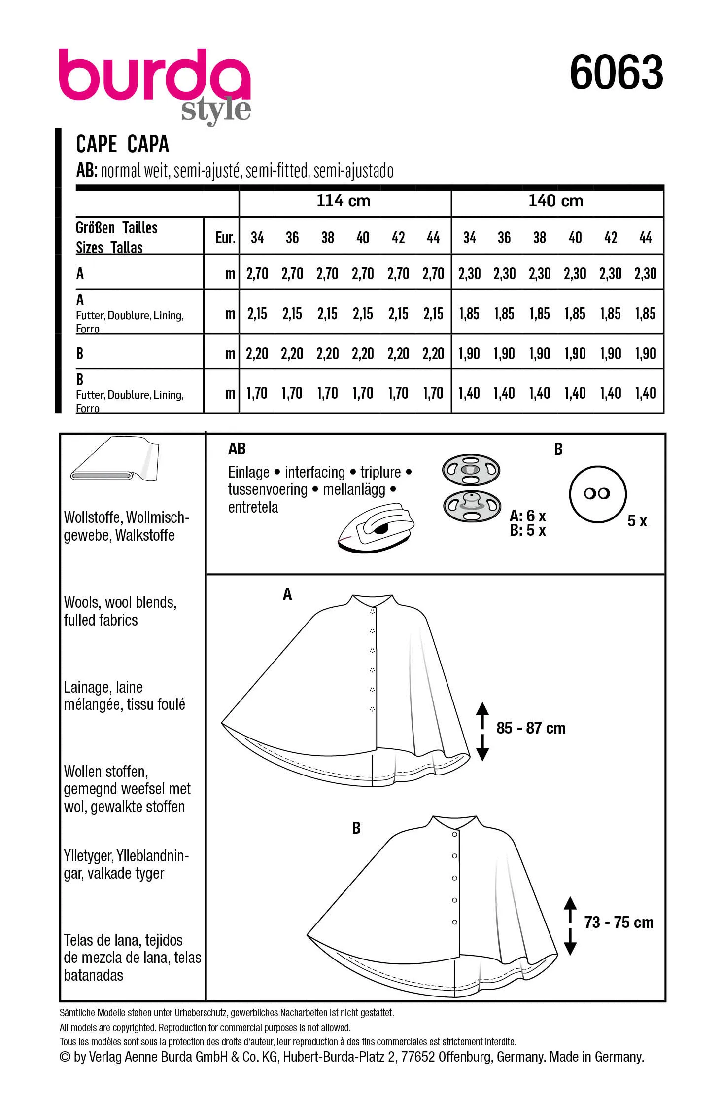 Burda Cape 6063