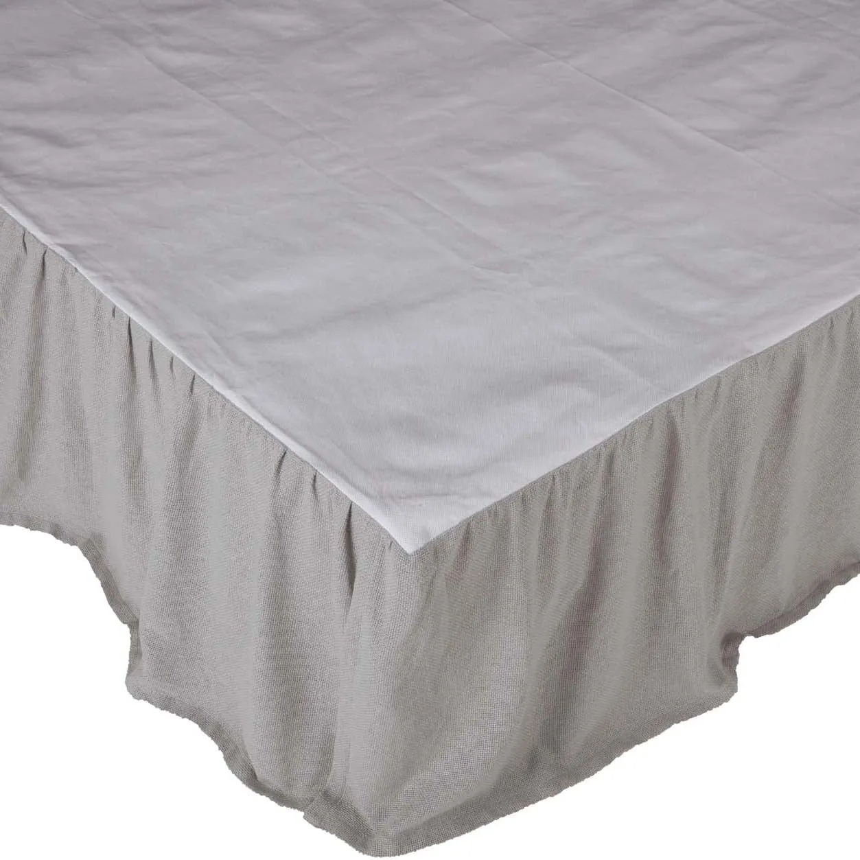 Burlap Dove Grey Ruffled King Bed Skirt 78x80x16 **BACKORDERED UNTIL JANUARY 2025**