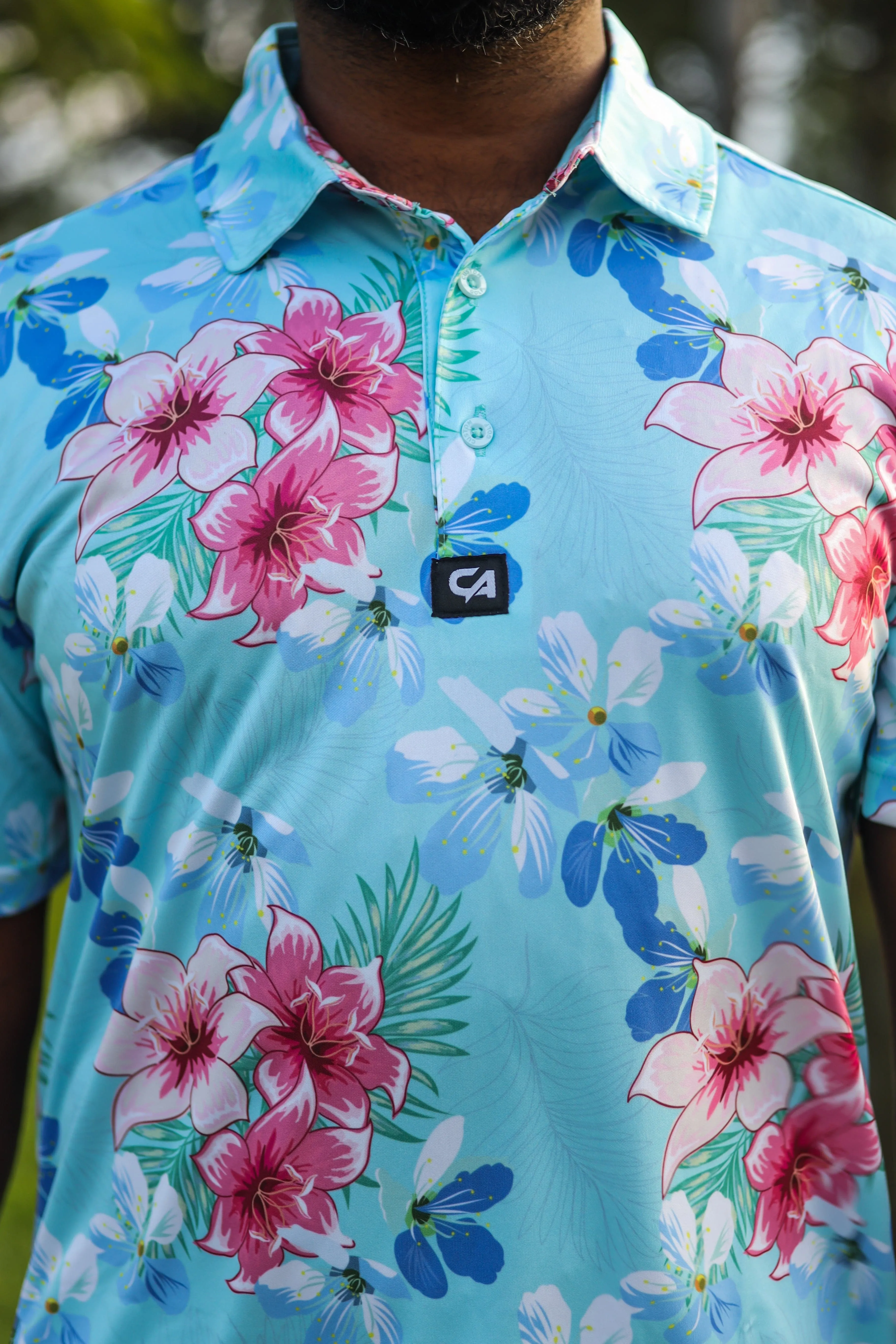 CA Funky Golf Shirt | Blue Floral