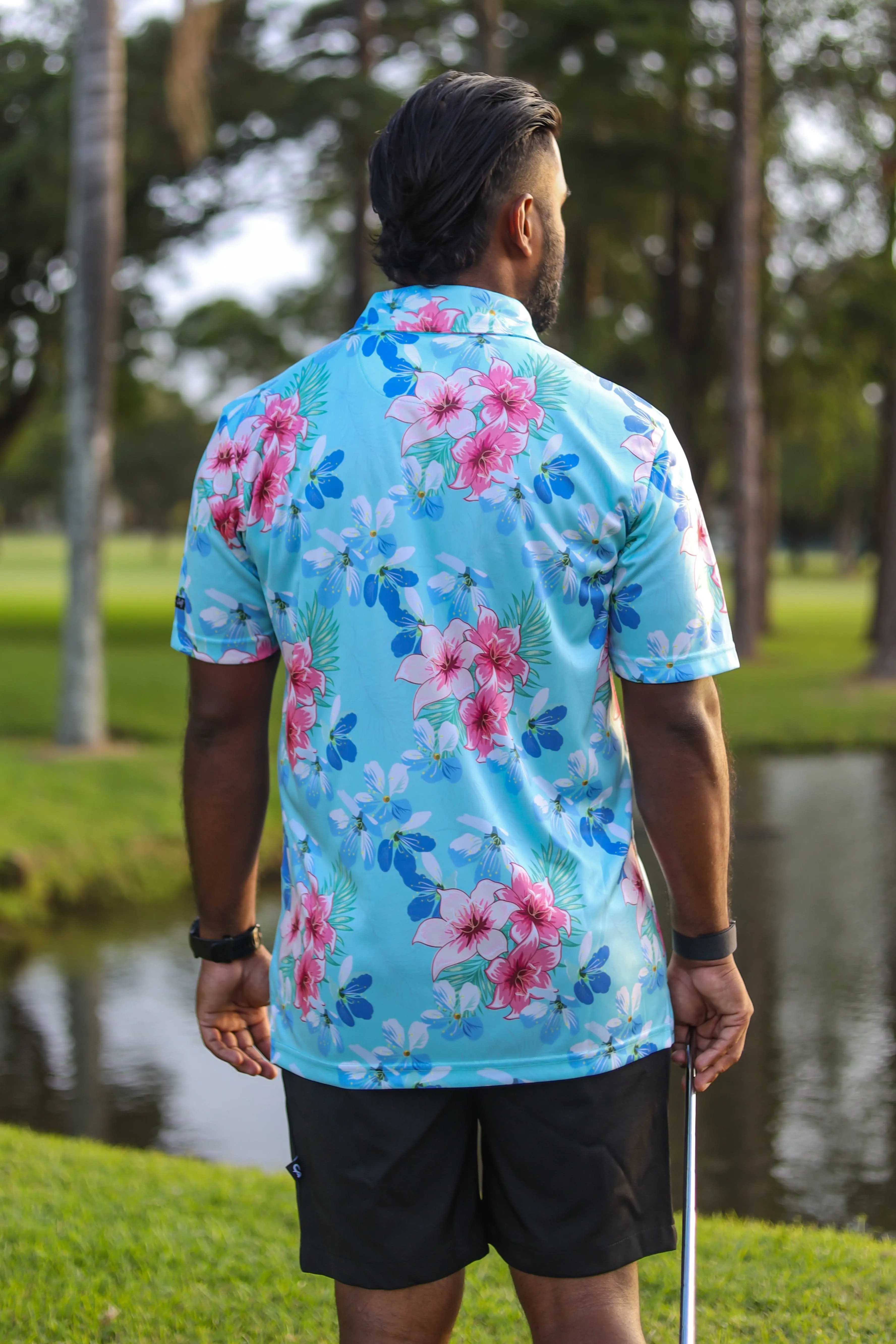 CA Funky Golf Shirt | Blue Floral