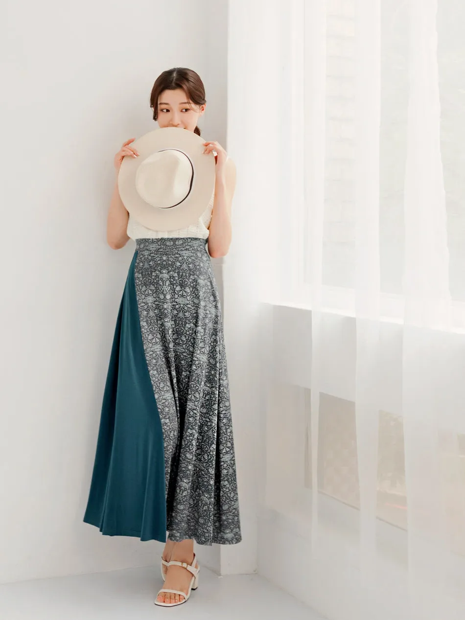 Casual Cooling Long Patchwork Print Maxi Skirt