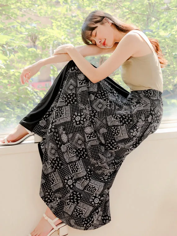 Casual Cooling Long Patchwork Print Maxi Skirt