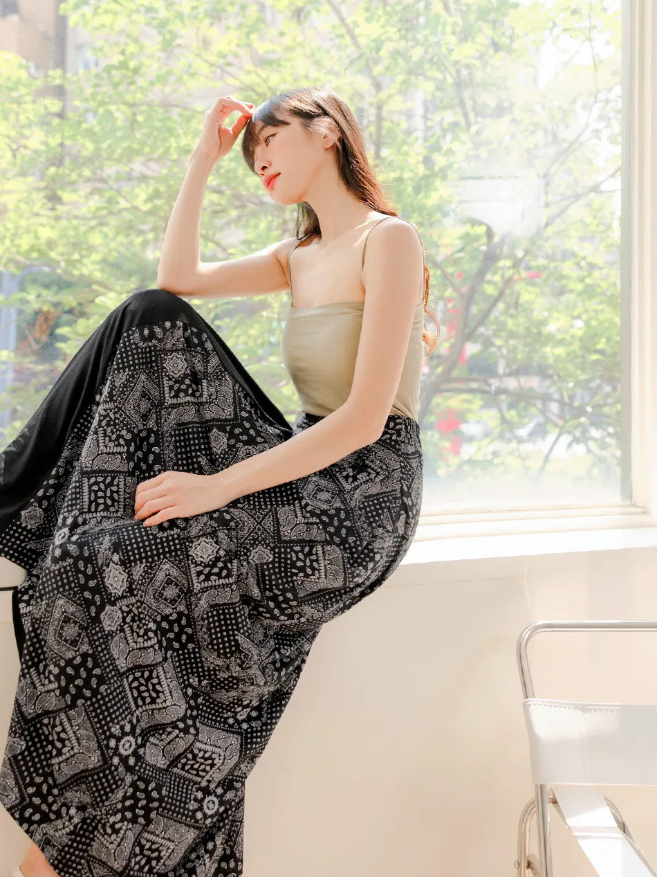 Casual Cooling Long Patchwork Print Maxi Skirt