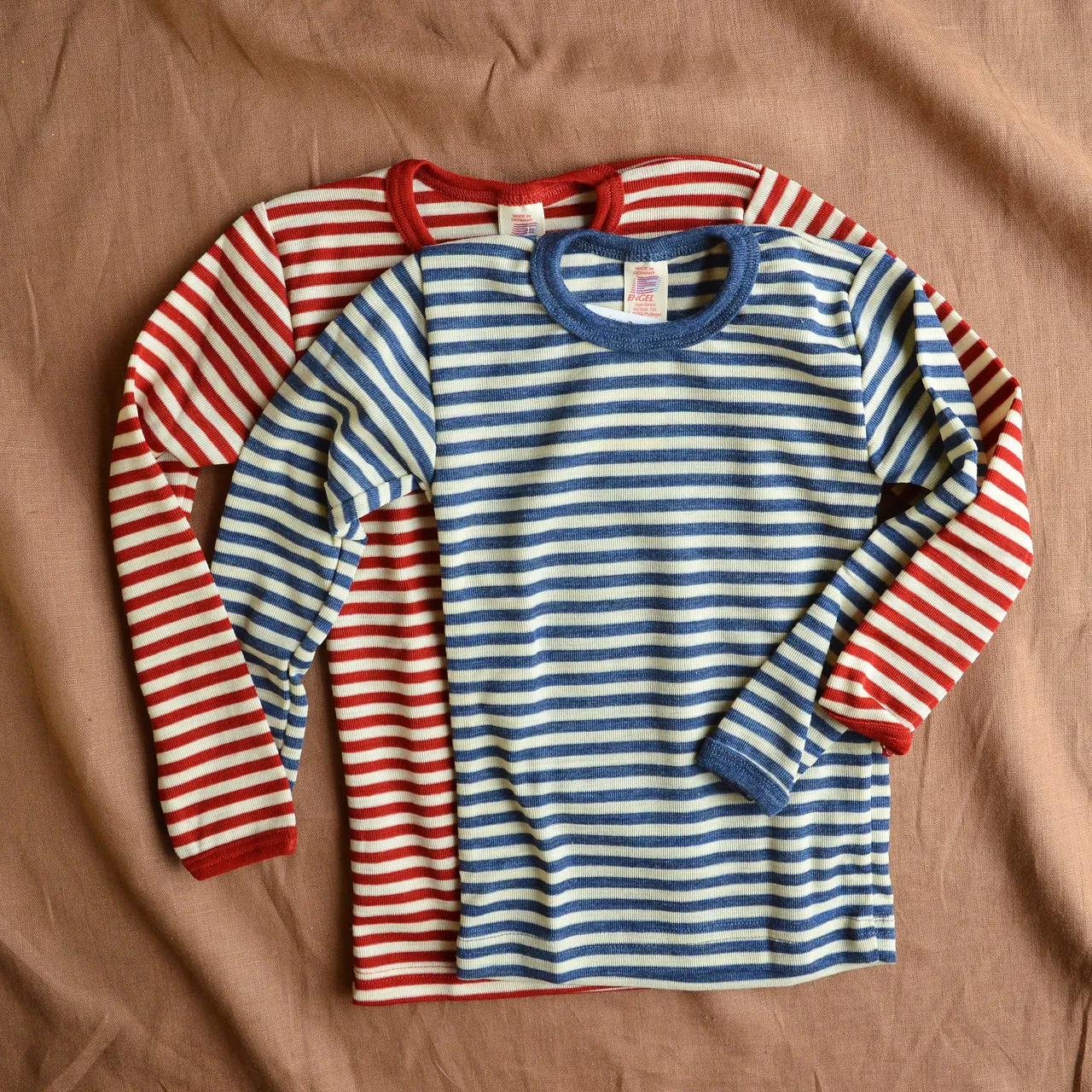 Child's Long Sleeve Top 100% Organic Merino - Stripes (1-12yrs)