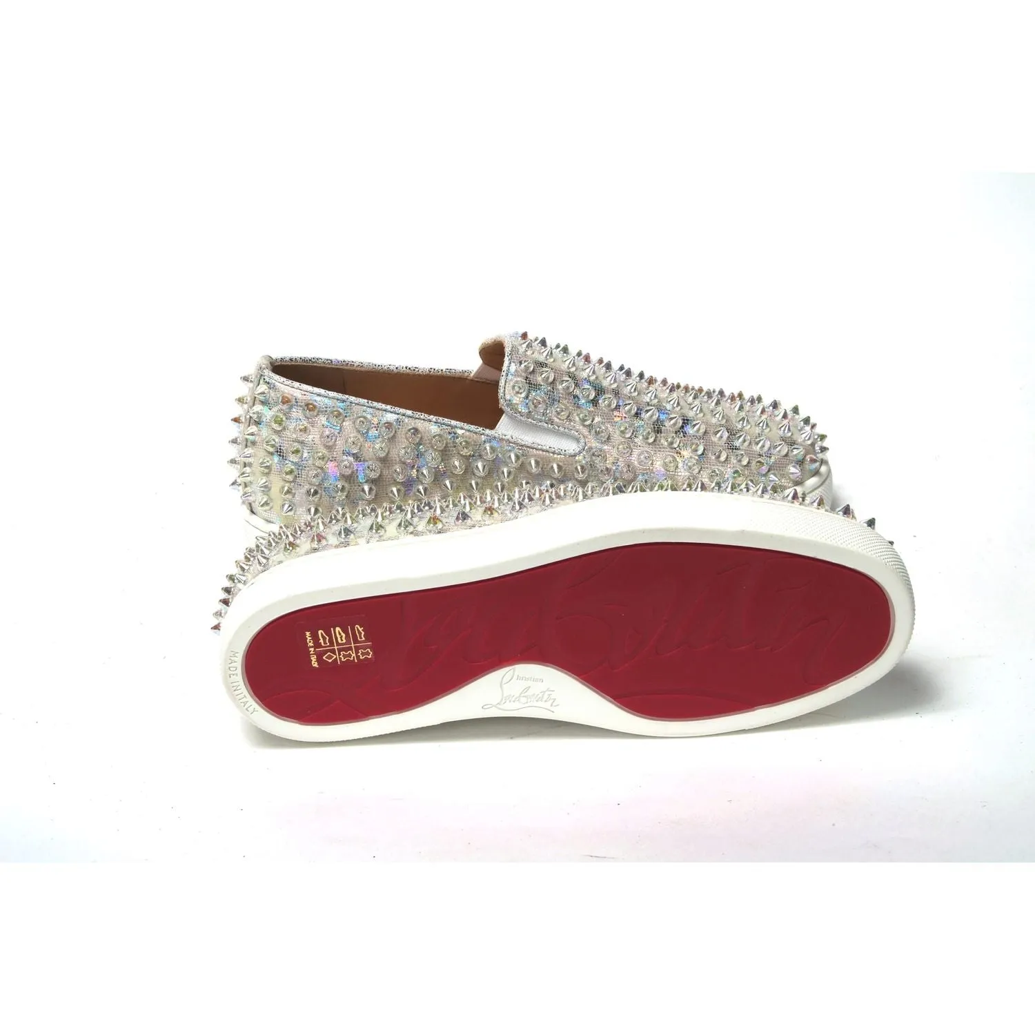 Christian Louboutin White Ab/Clear Ab Roller Boat Woman Flat Sneaker